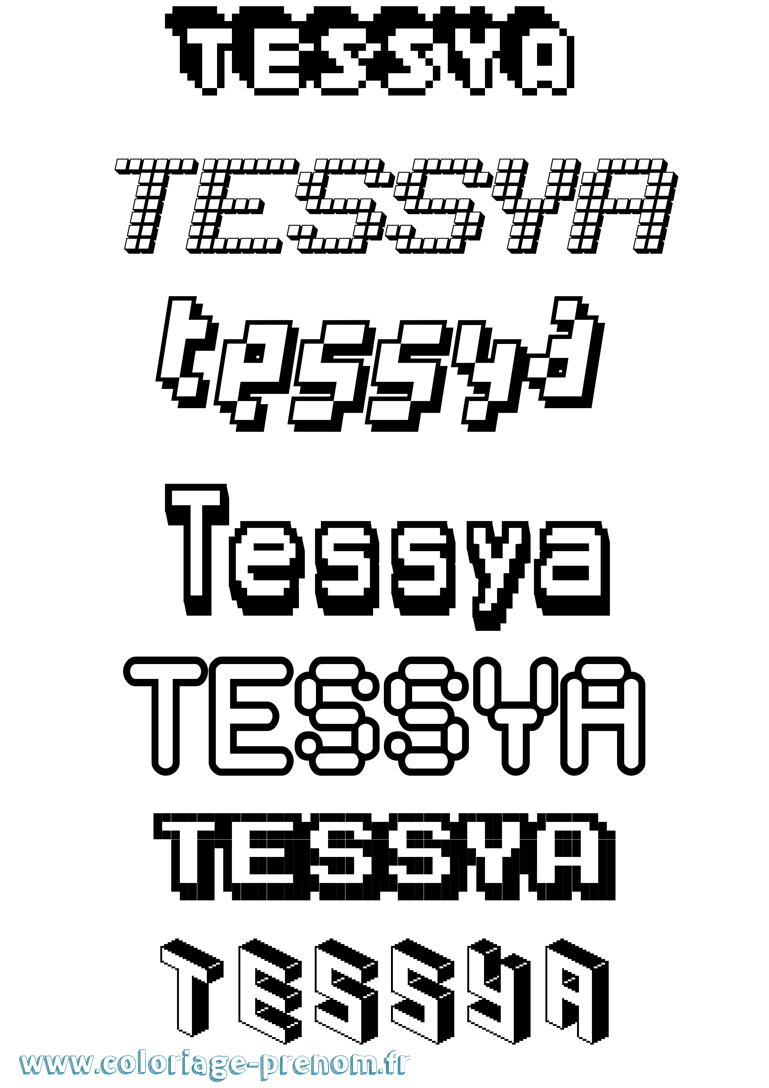 Coloriage prénom Tessya Pixel