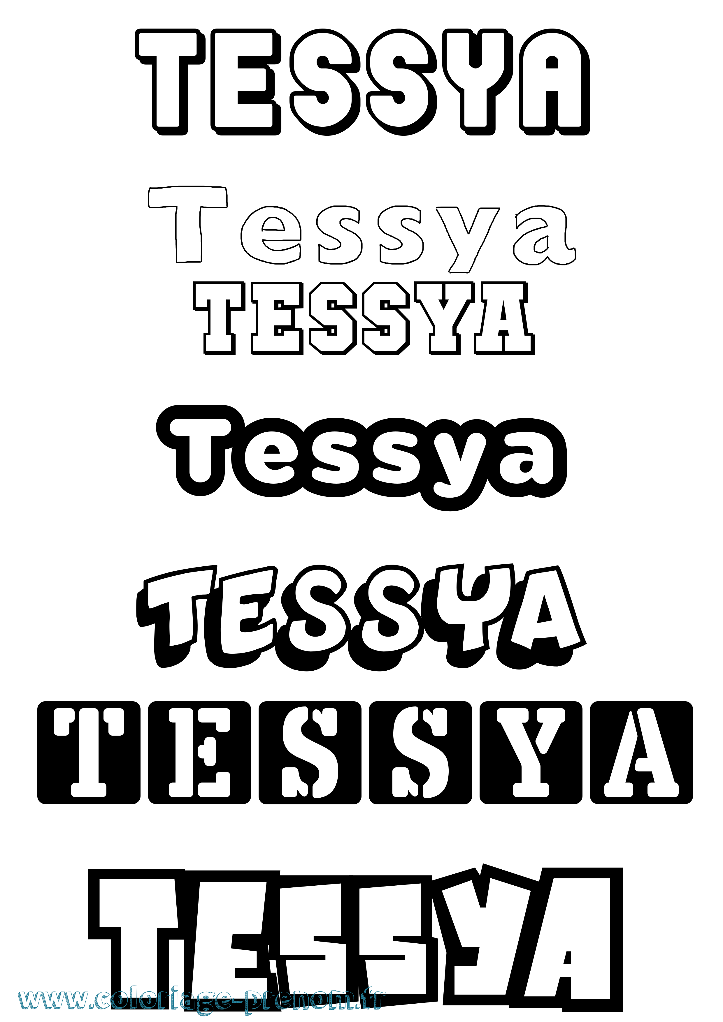 Coloriage prénom Tessya Simple