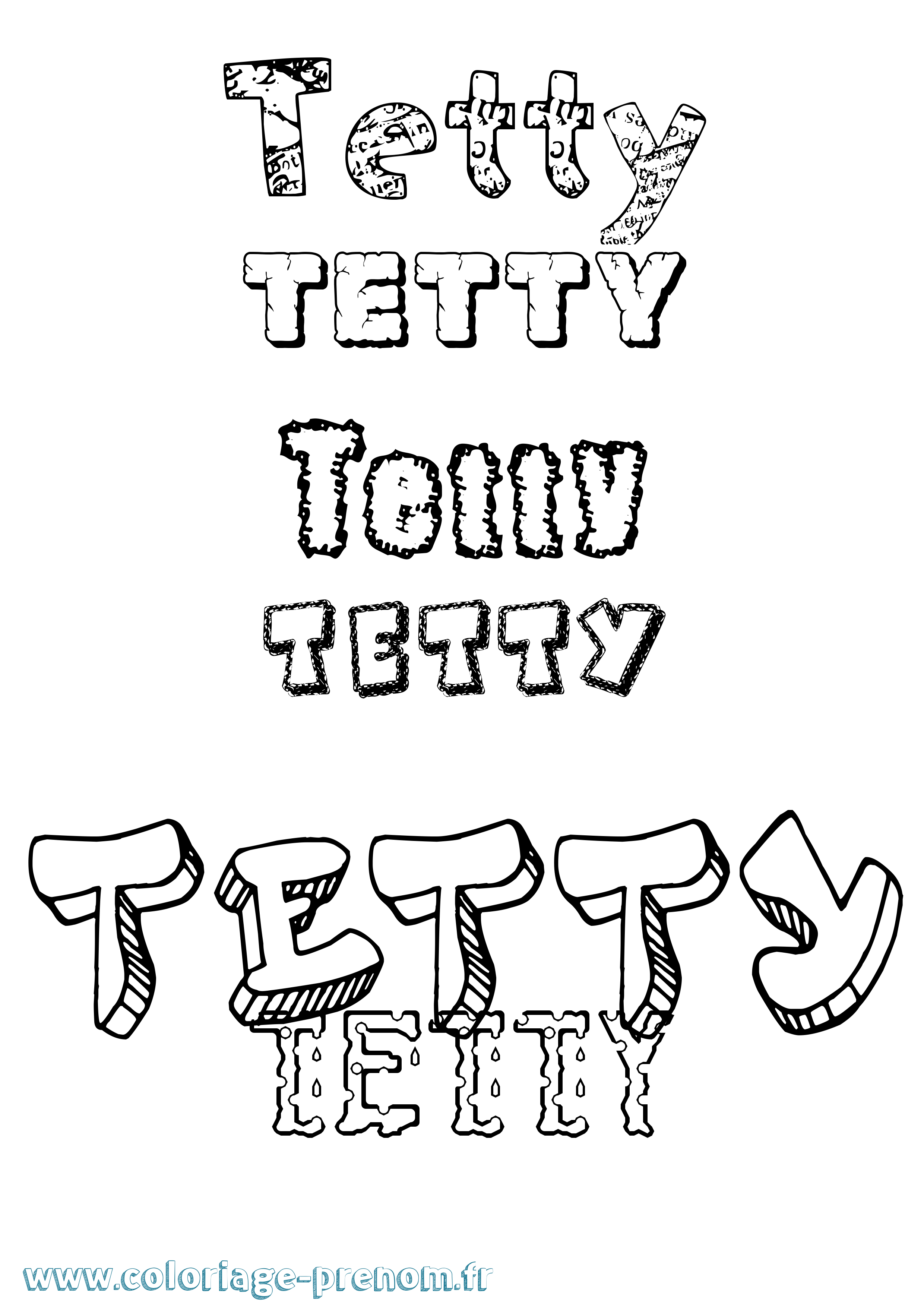 Coloriage prénom Tetty Destructuré