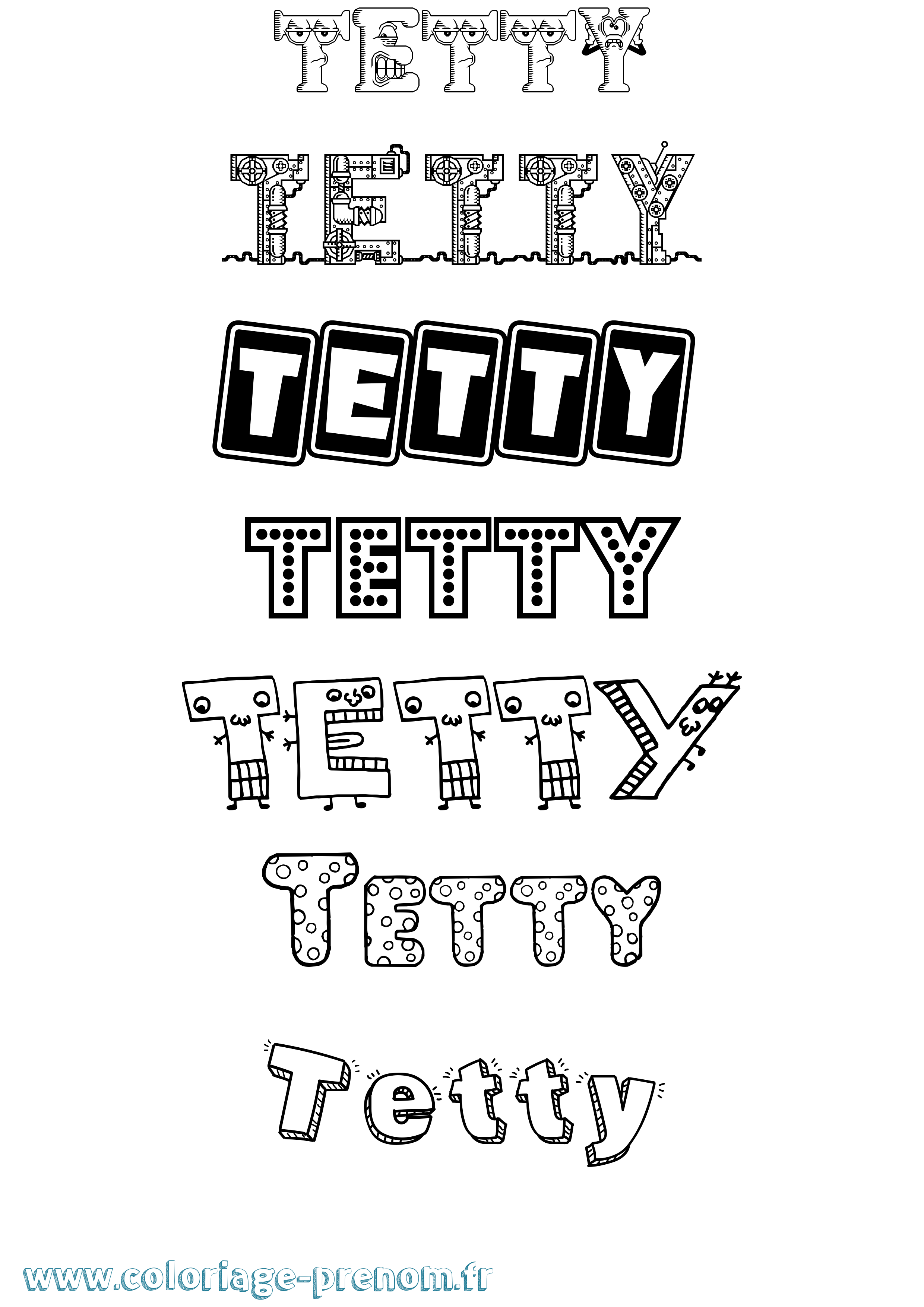 Coloriage prénom Tetty Fun