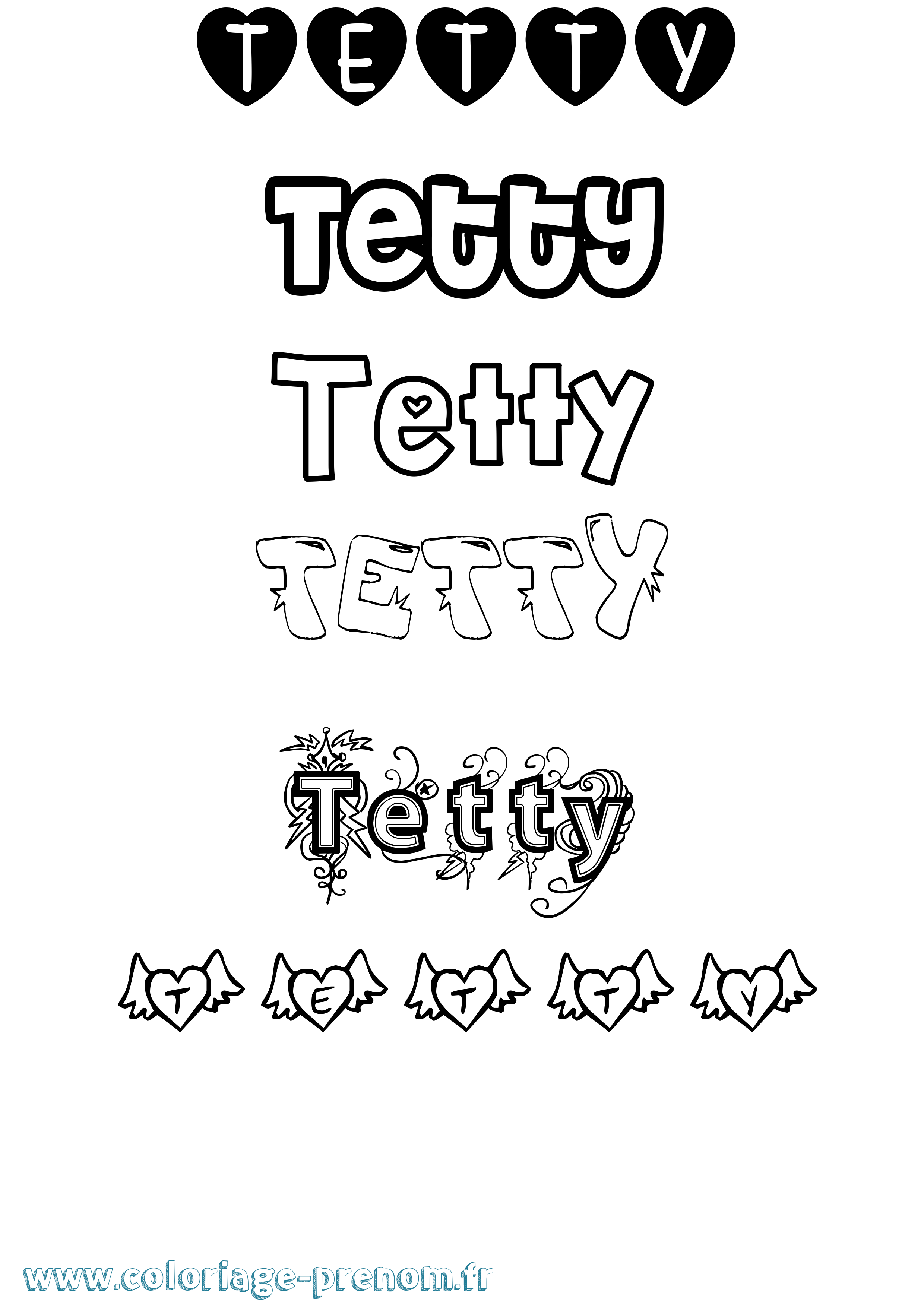 Coloriage prénom Tetty Girly