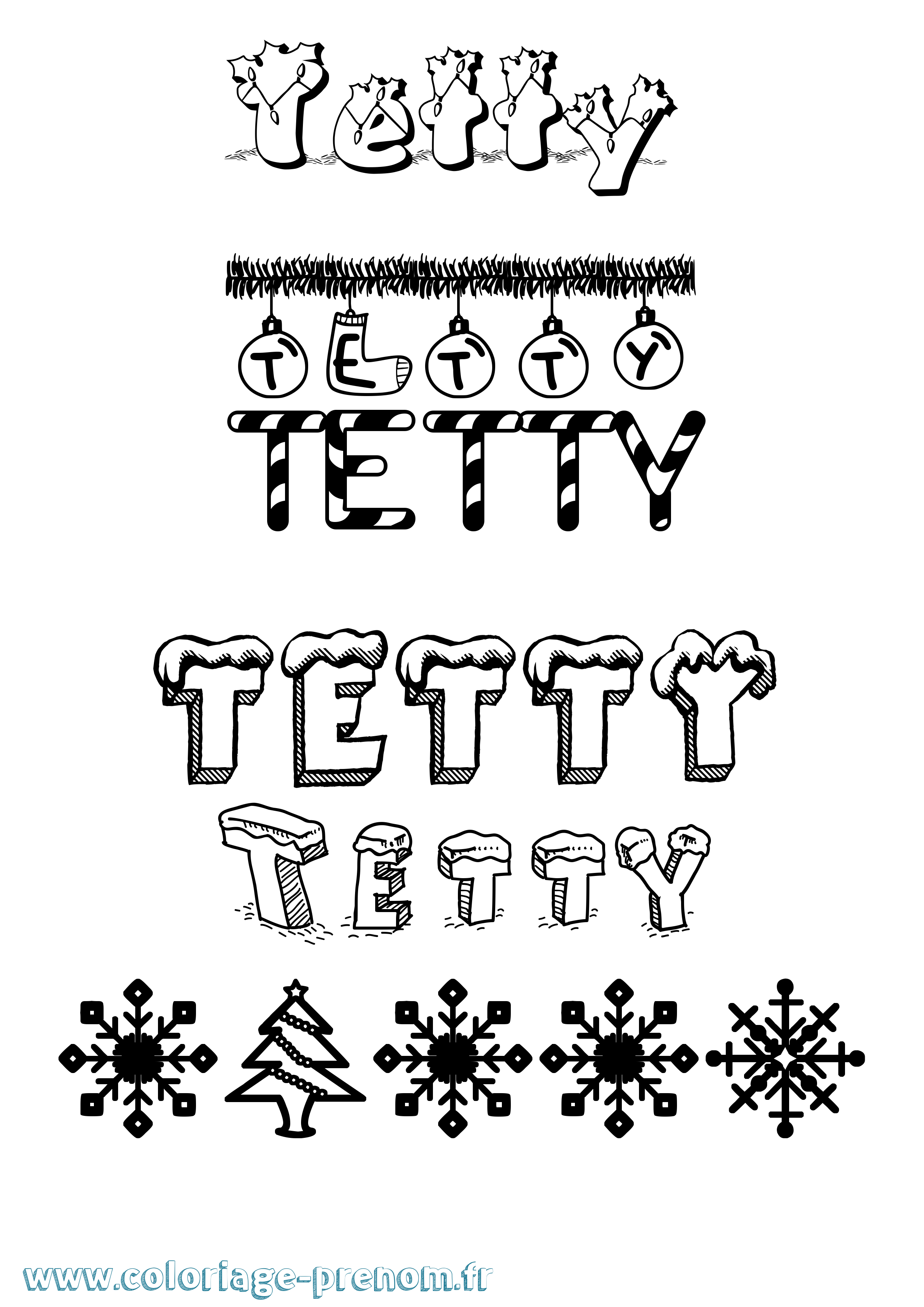 Coloriage prénom Tetty Noël