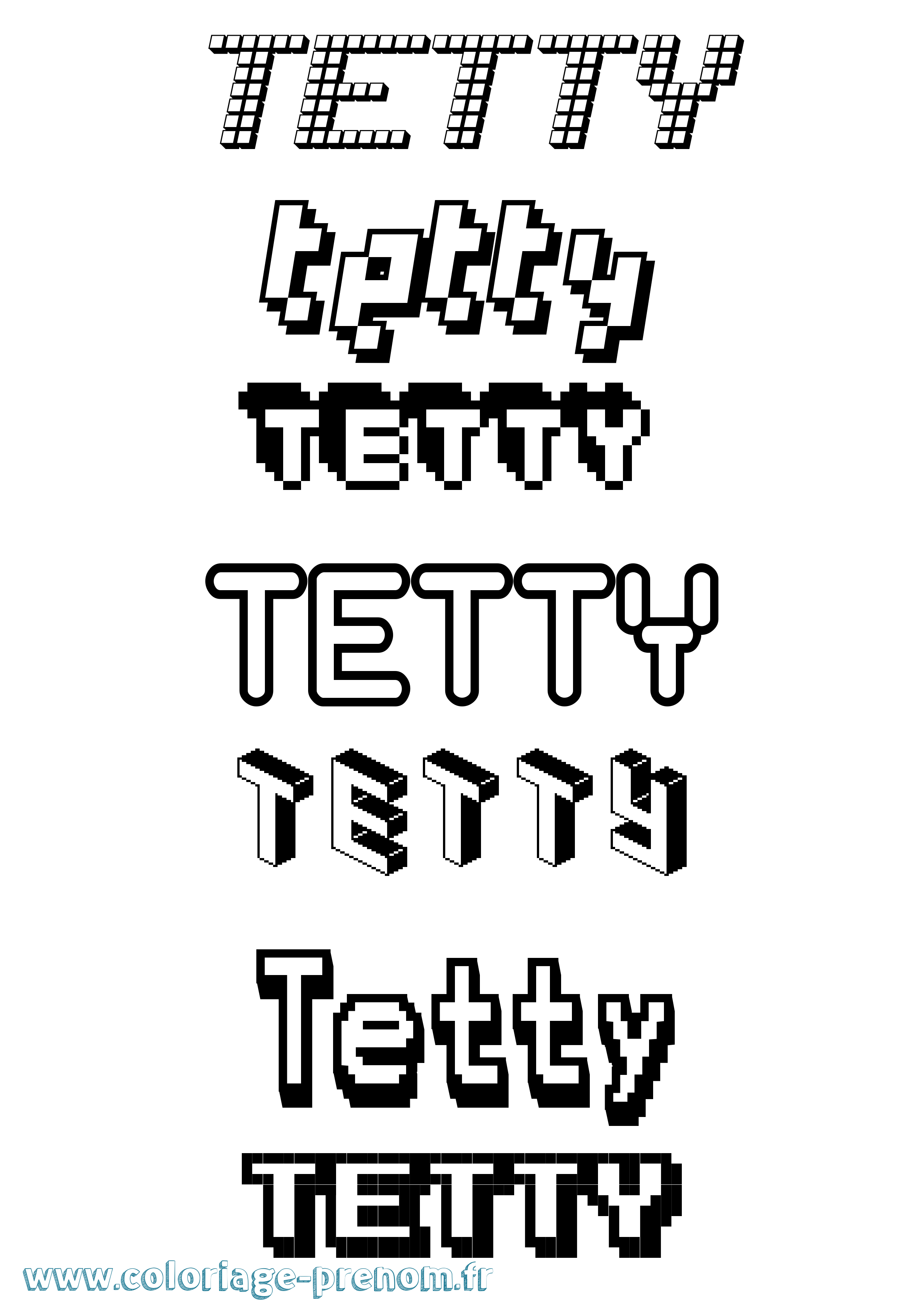 Coloriage prénom Tetty Pixel