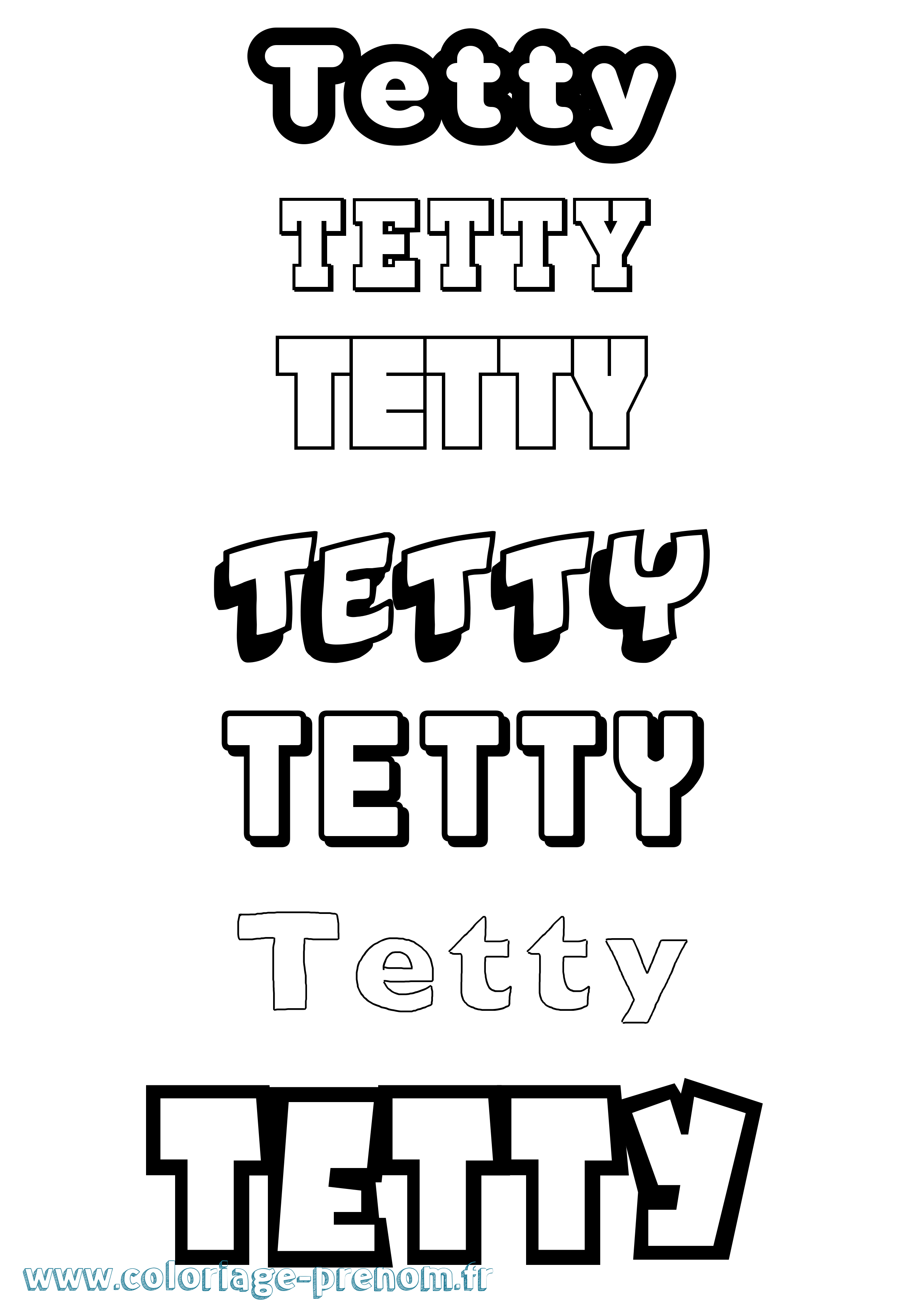 Coloriage prénom Tetty Simple