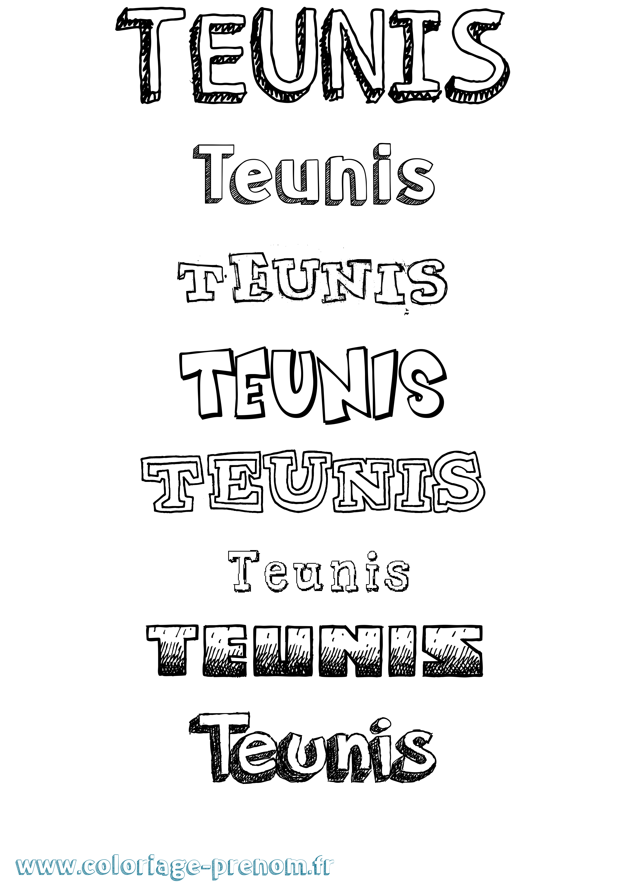 Coloriage prénom Teunis Dessiné