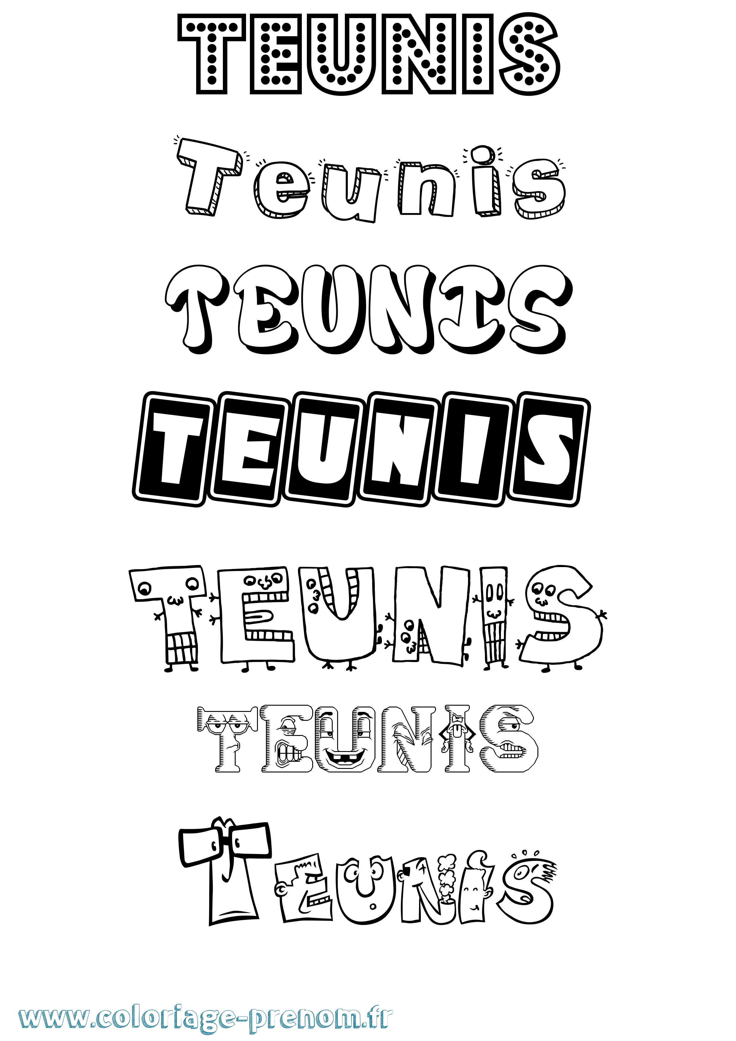 Coloriage prénom Teunis Fun