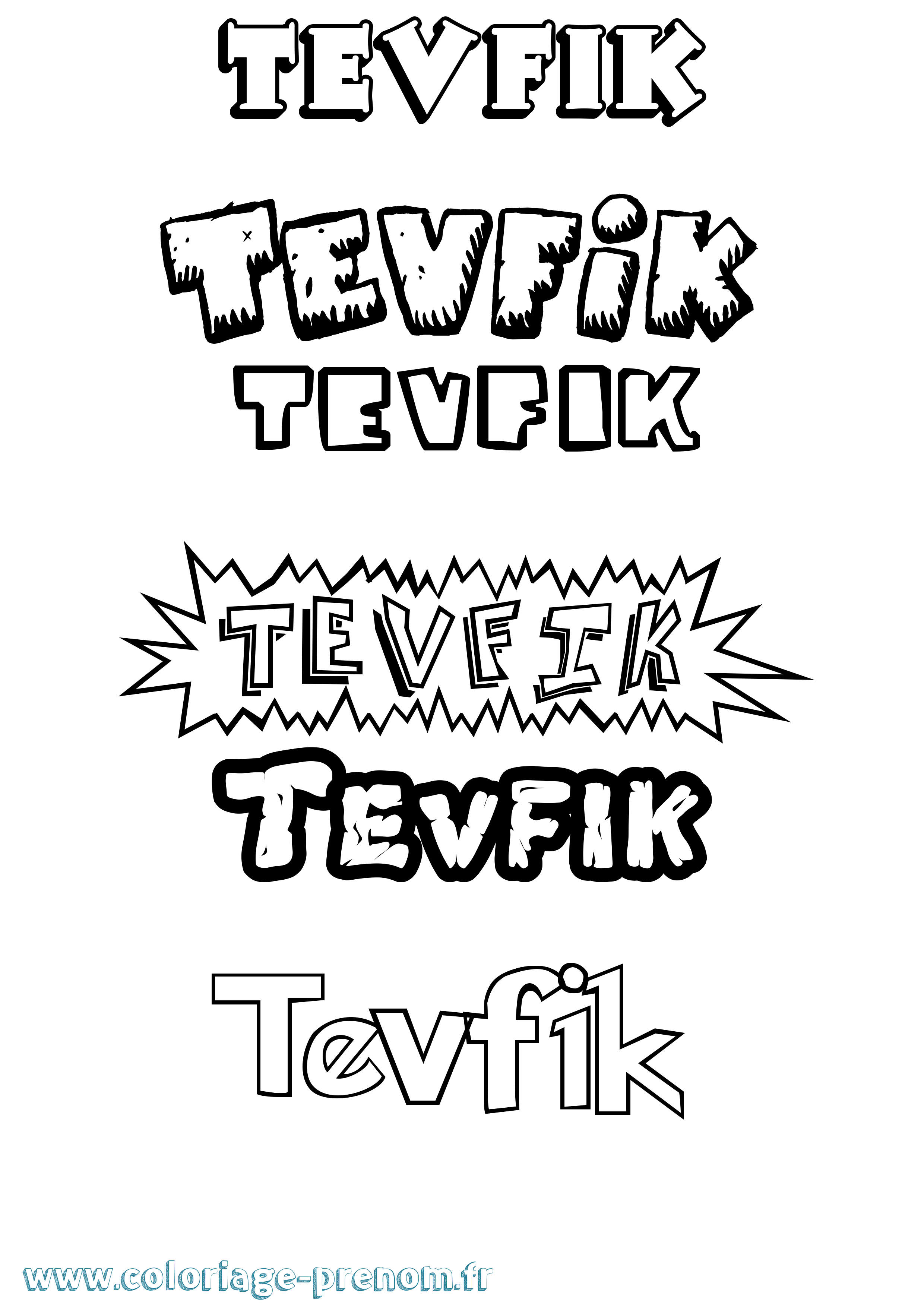 Coloriage prénom Tevfik Dessin Animé