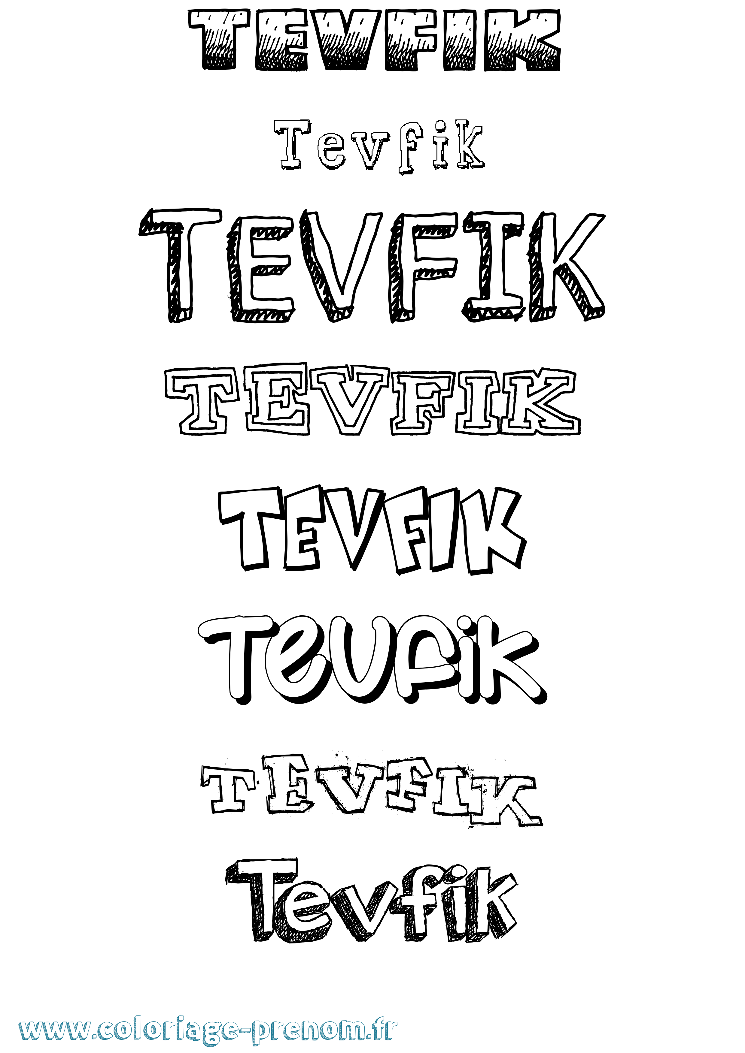 Coloriage prénom Tevfik Dessiné