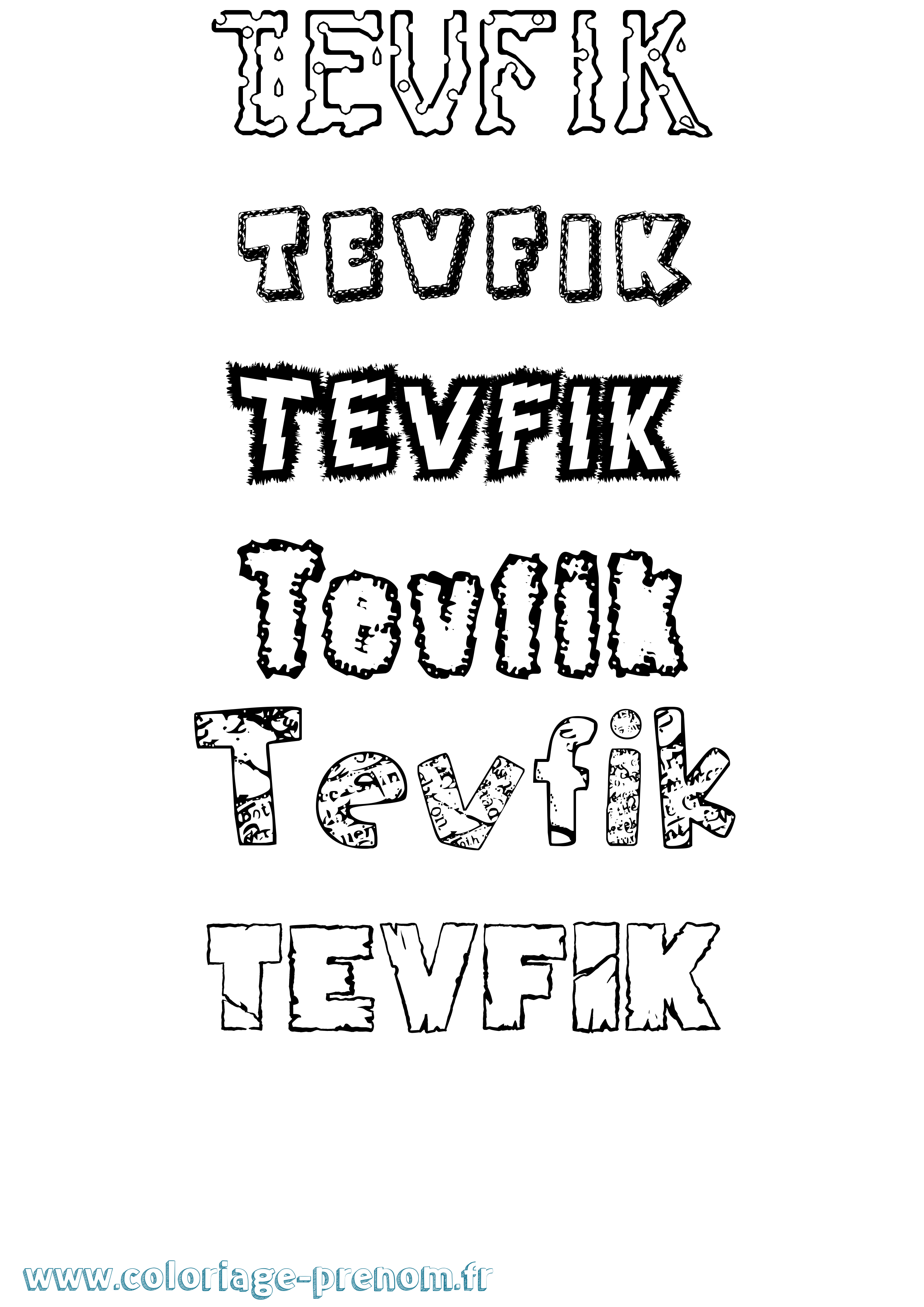 Coloriage prénom Tevfik Destructuré