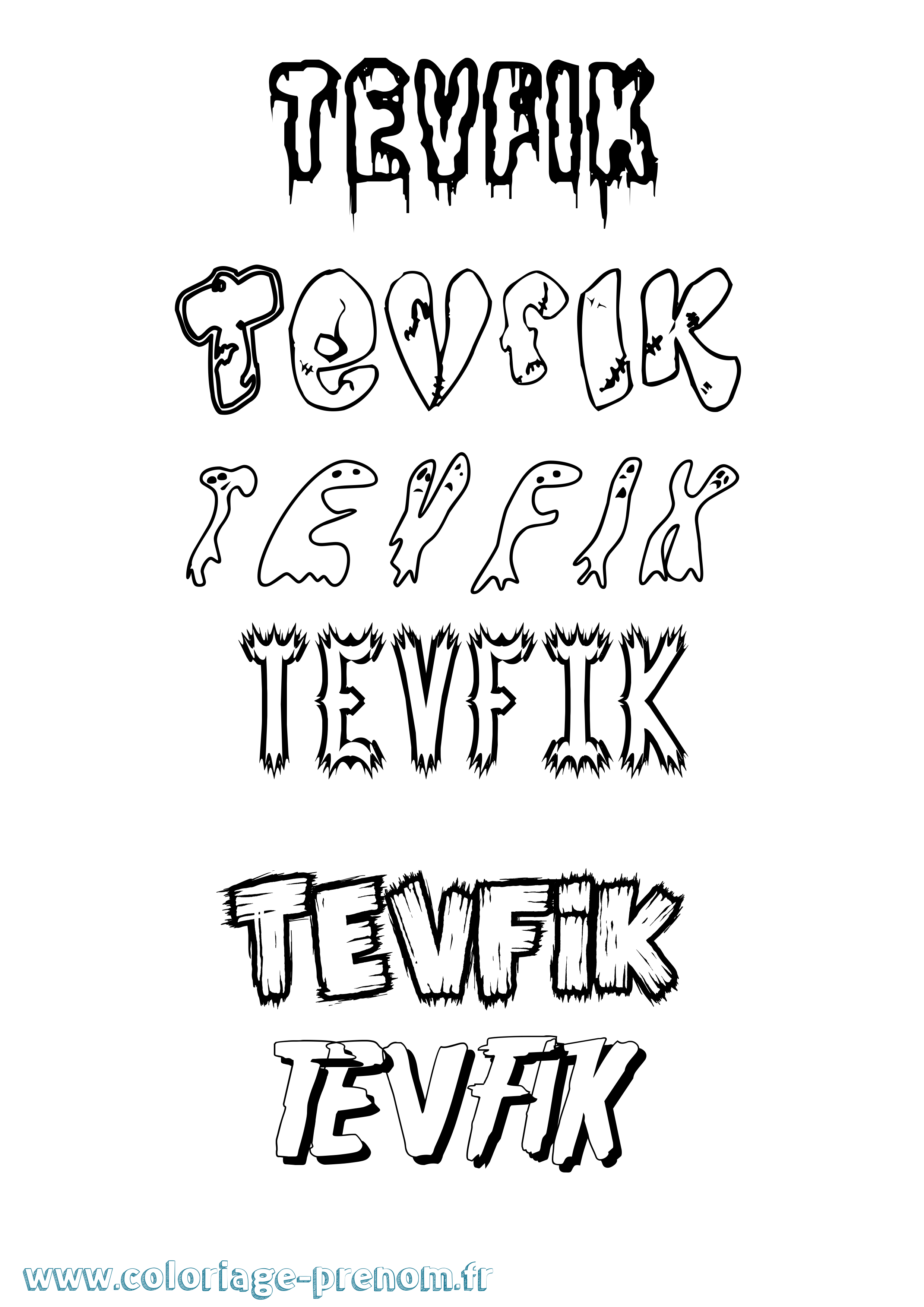 Coloriage prénom Tevfik Frisson