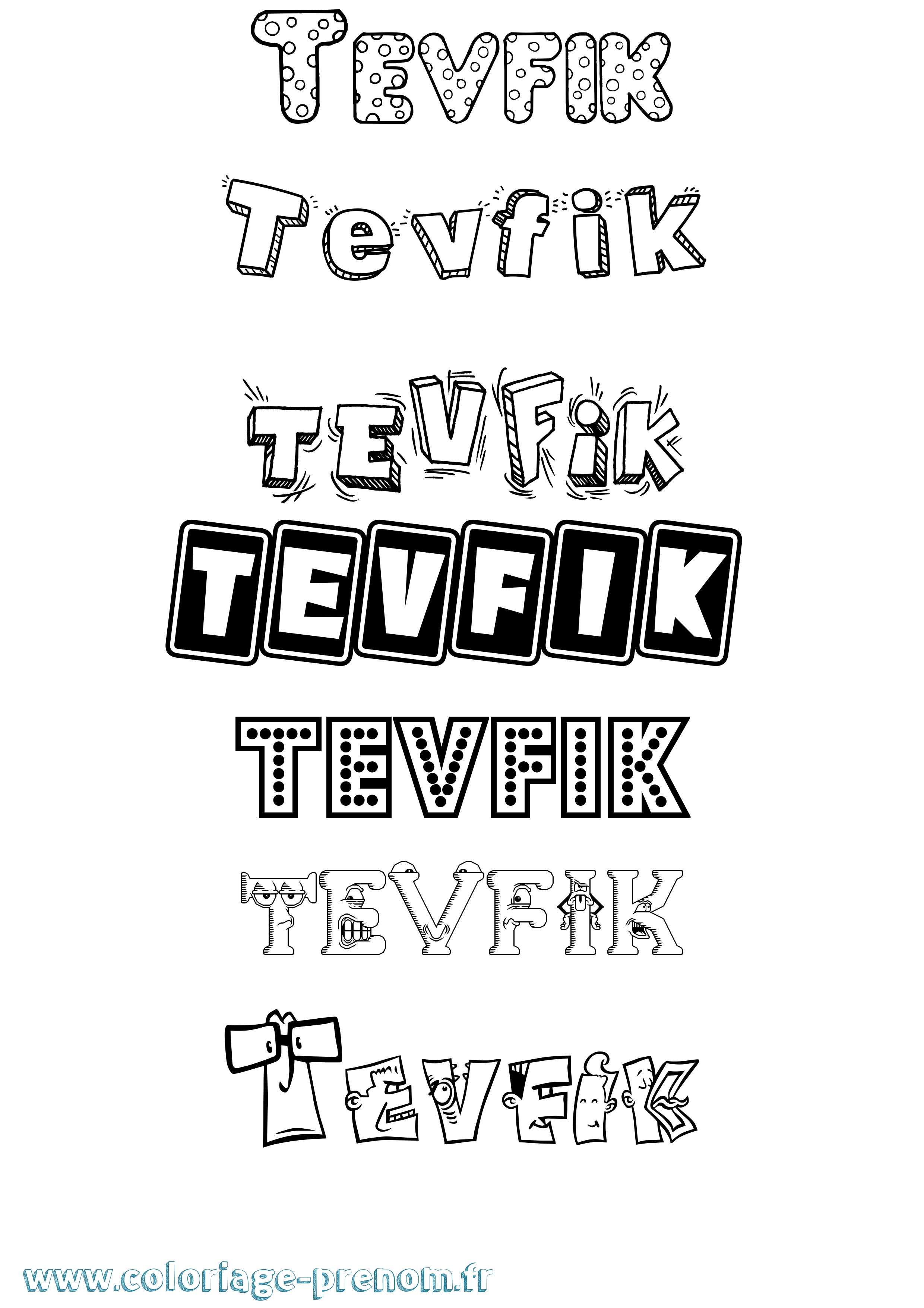 Coloriage prénom Tevfik Fun