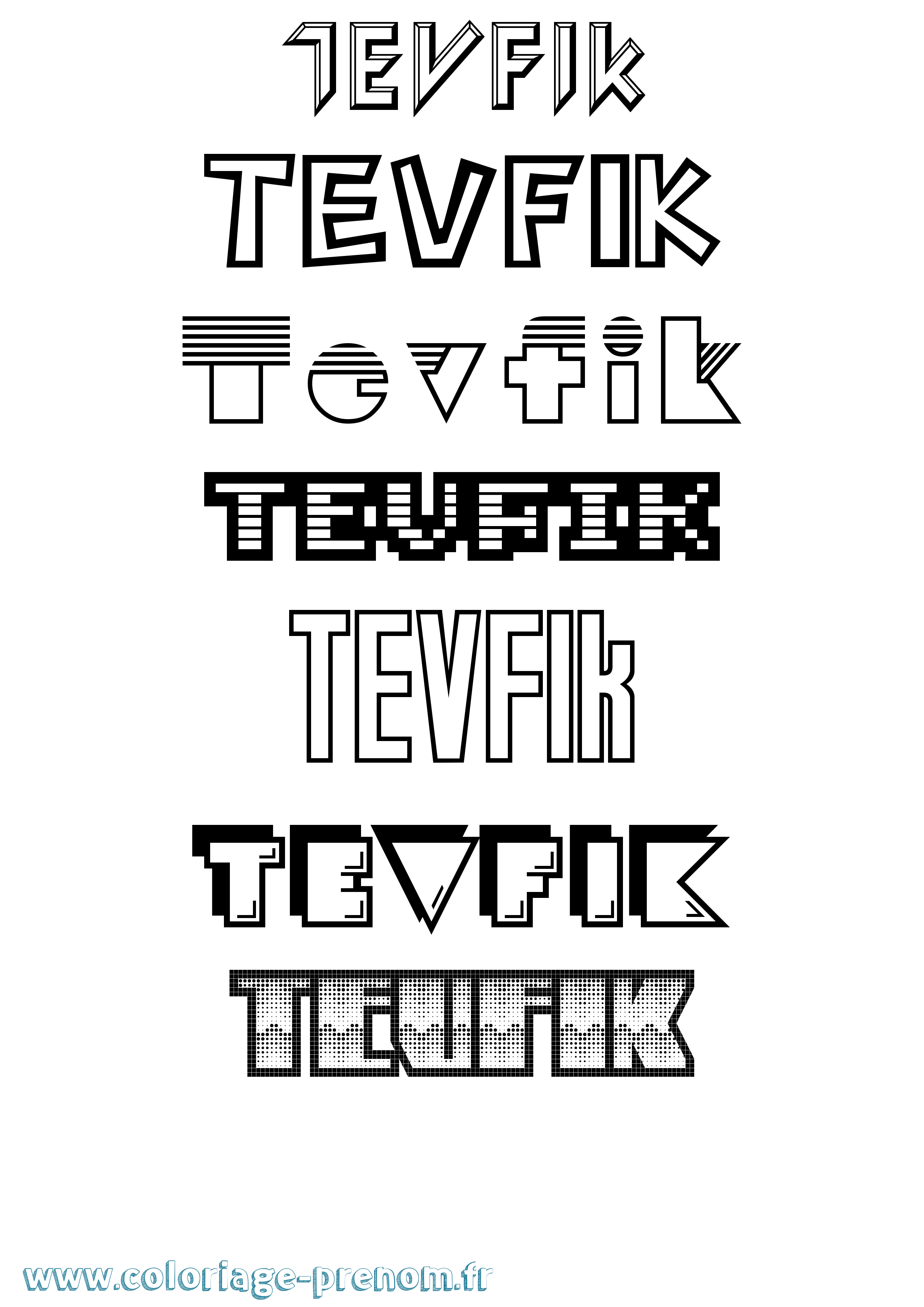 Coloriage prénom Tevfik Jeux Vidéos