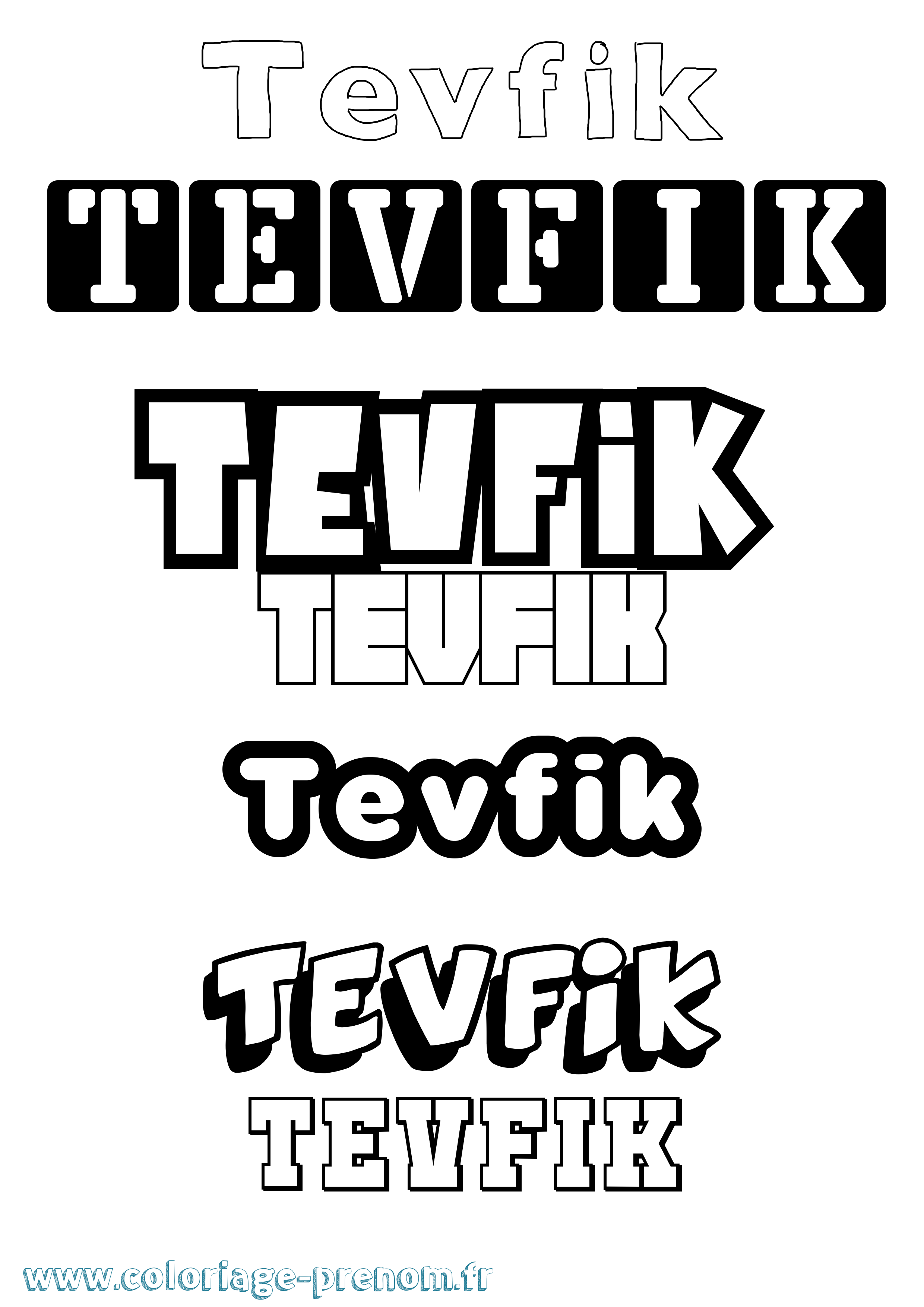 Coloriage prénom Tevfik Simple