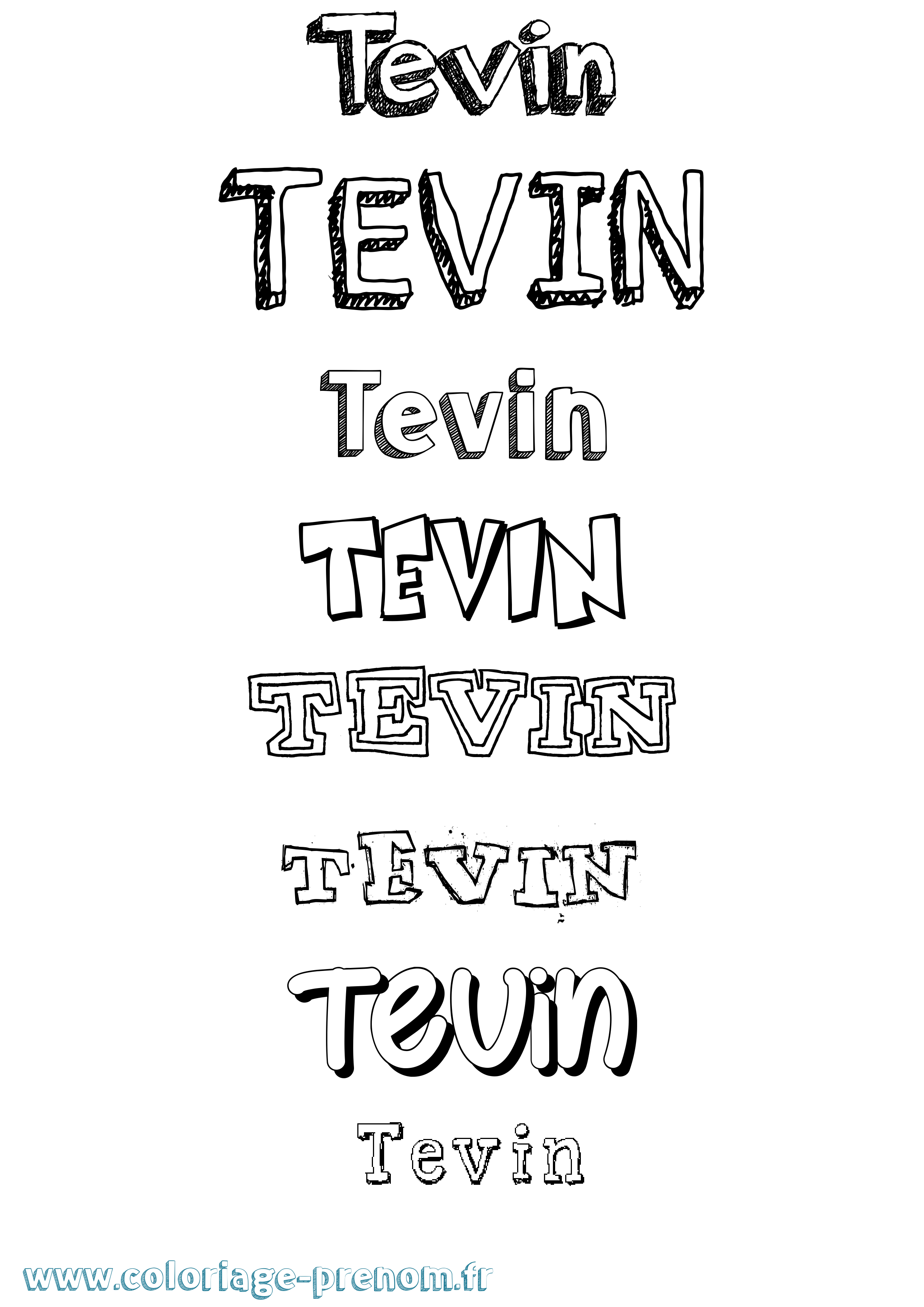 Coloriage prénom Tevin Dessiné