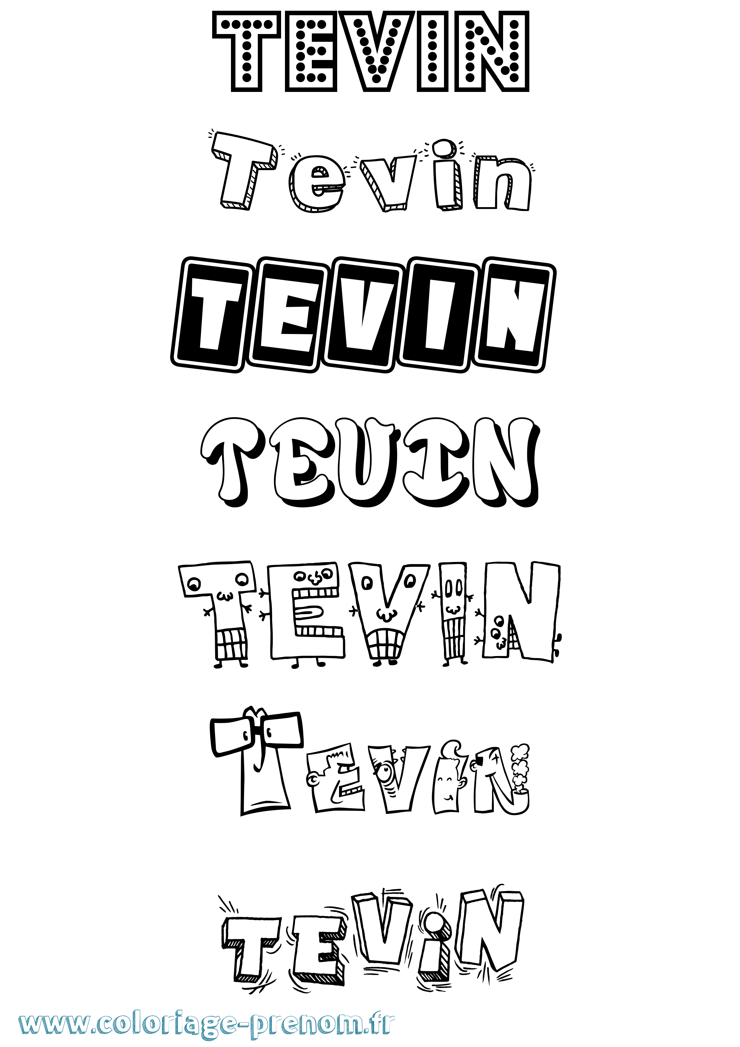 Coloriage prénom Tevin Fun