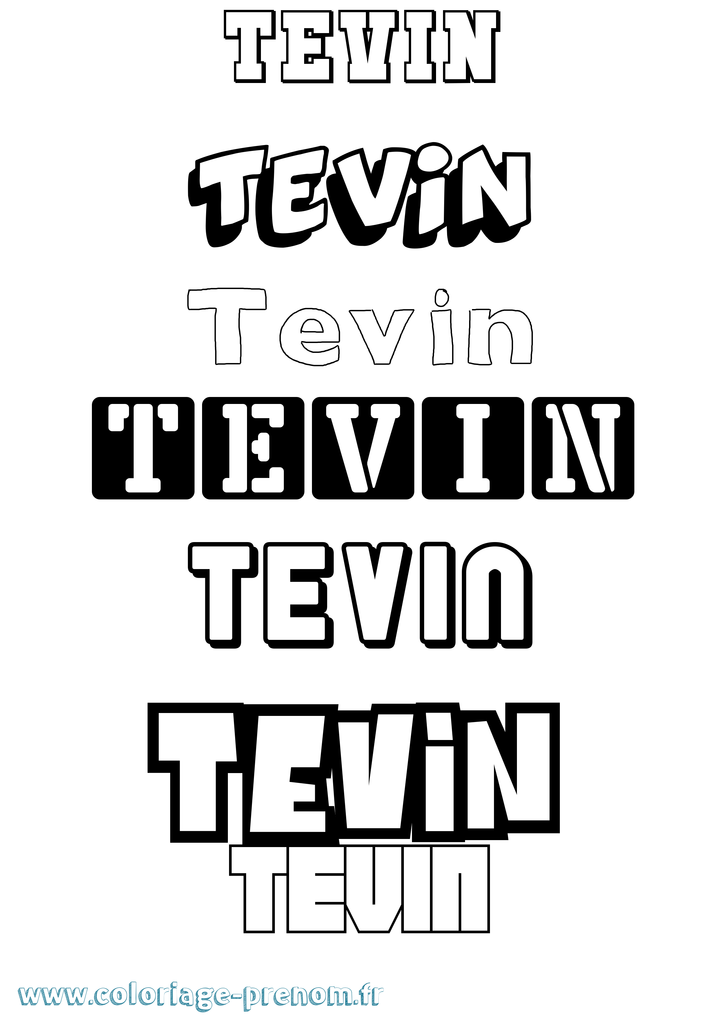 Coloriage prénom Tevin Simple