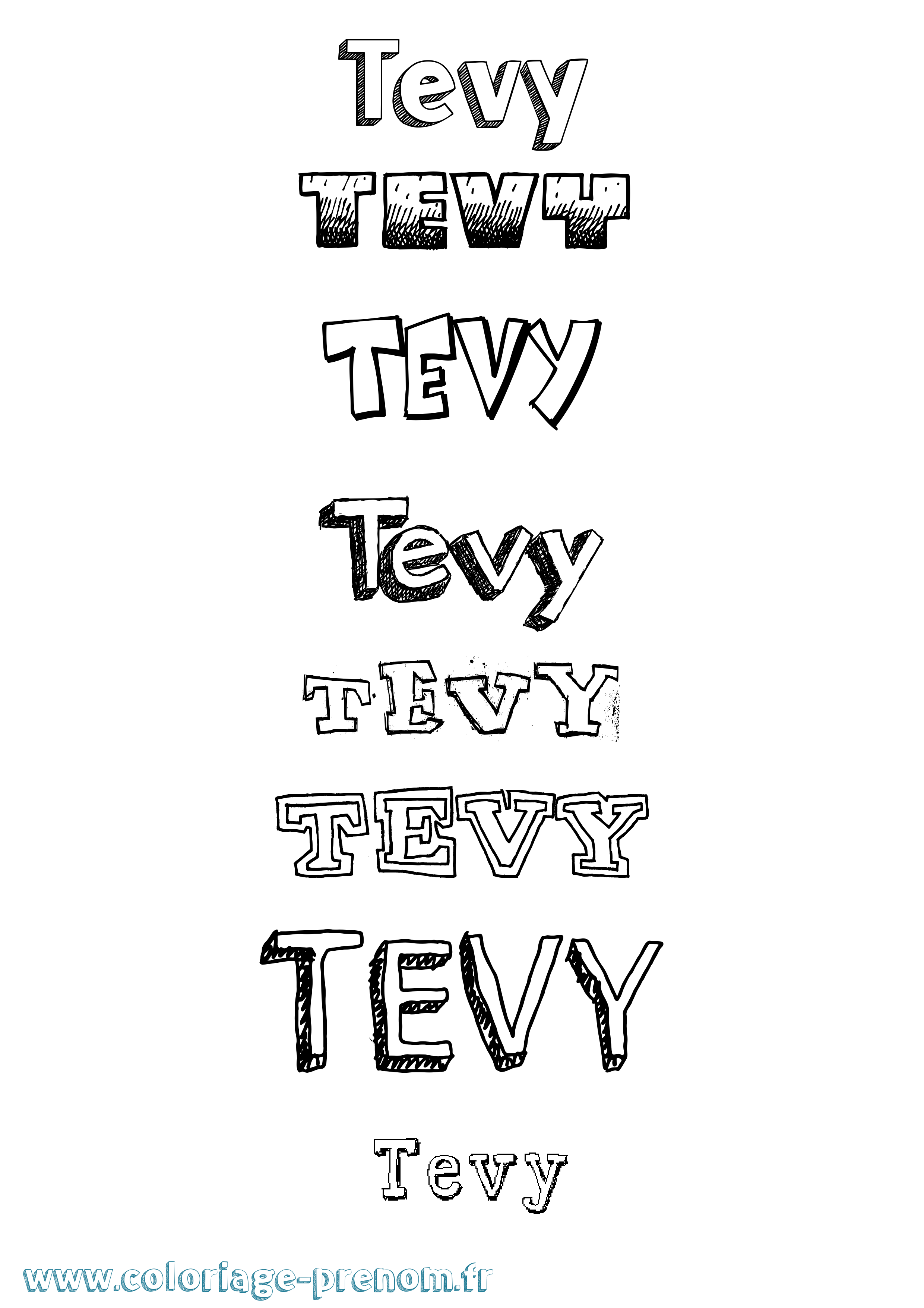 Coloriage prénom Tevy Dessiné
