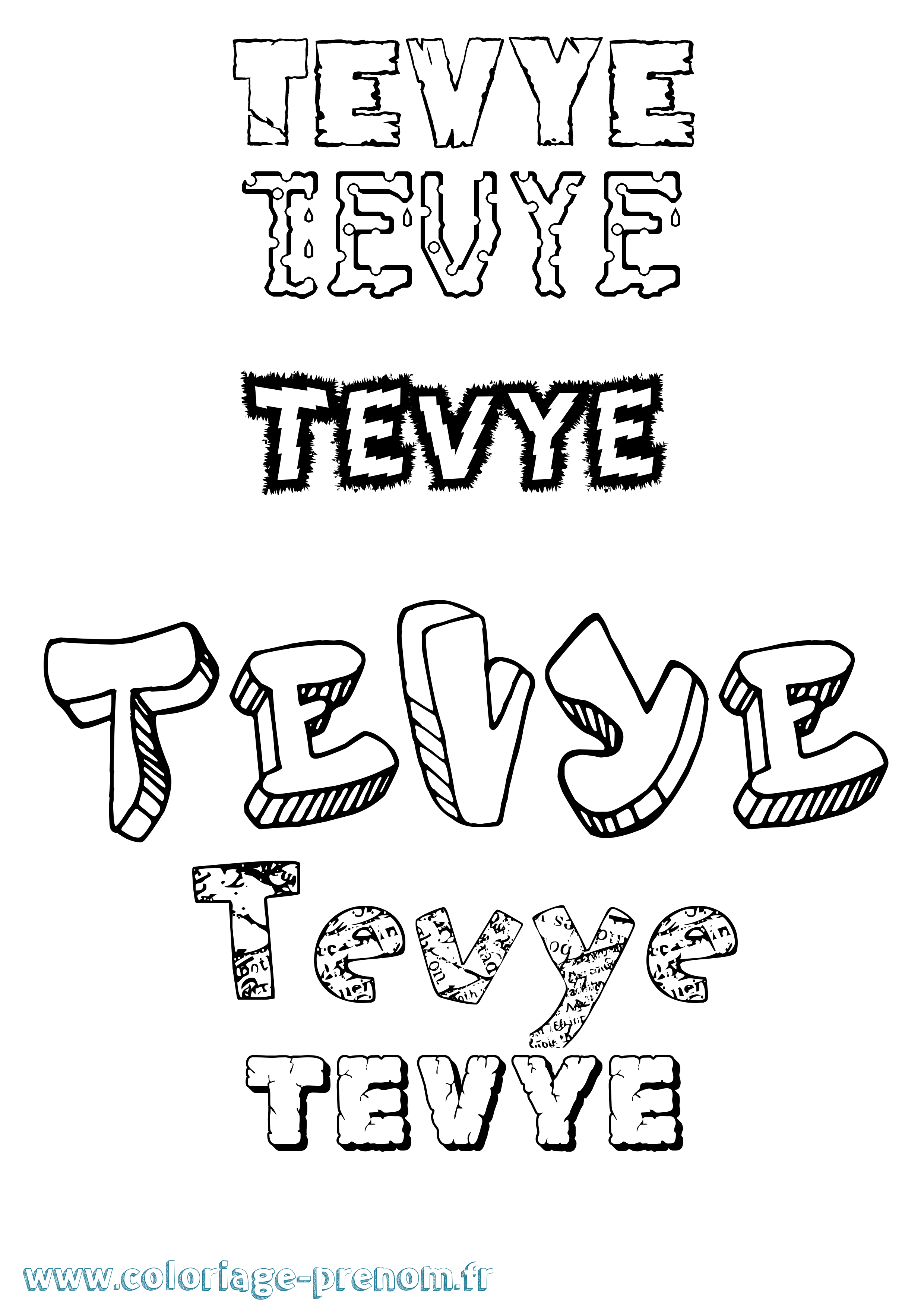 Coloriage prénom Tevye Destructuré