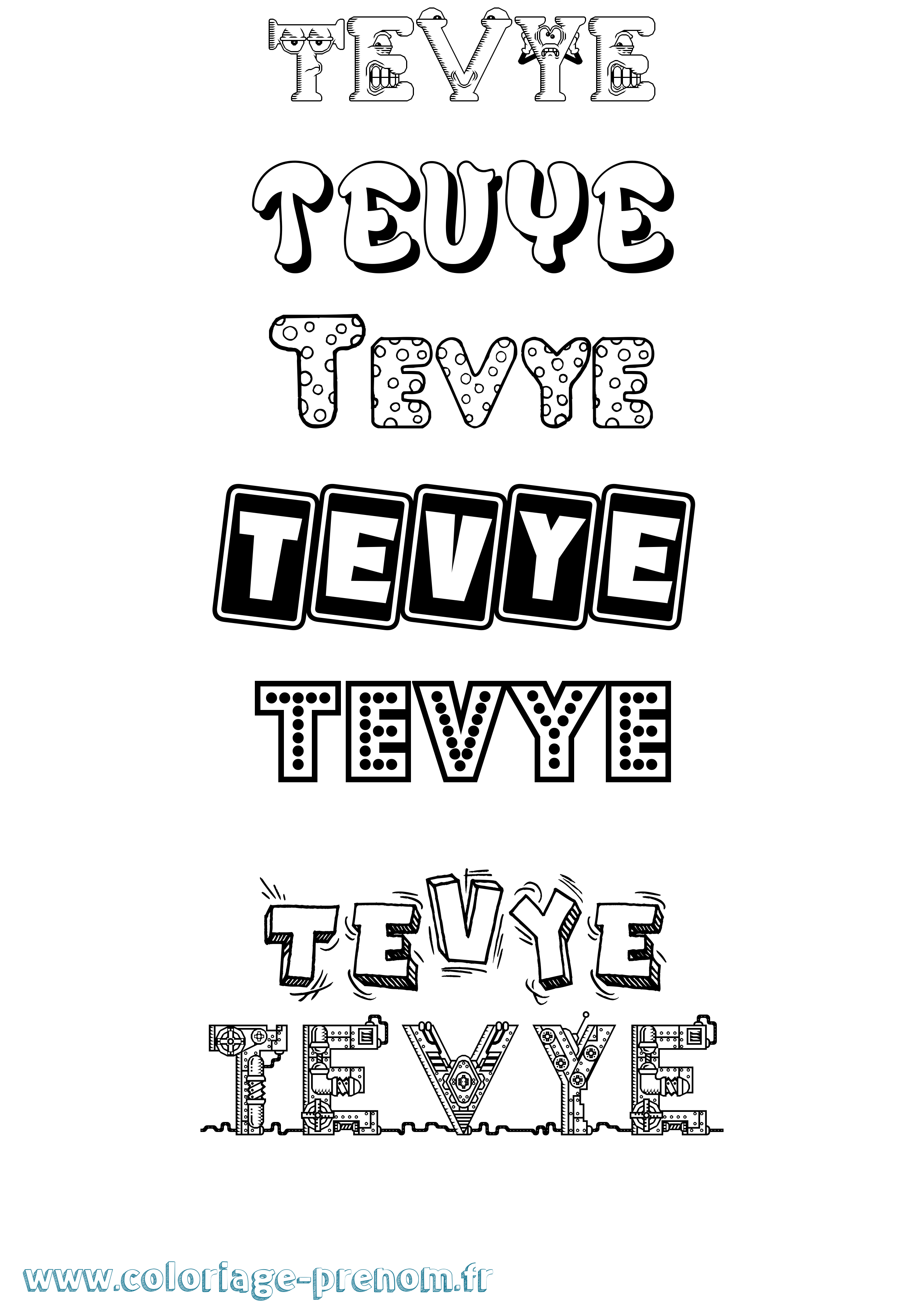 Coloriage prénom Tevye Fun