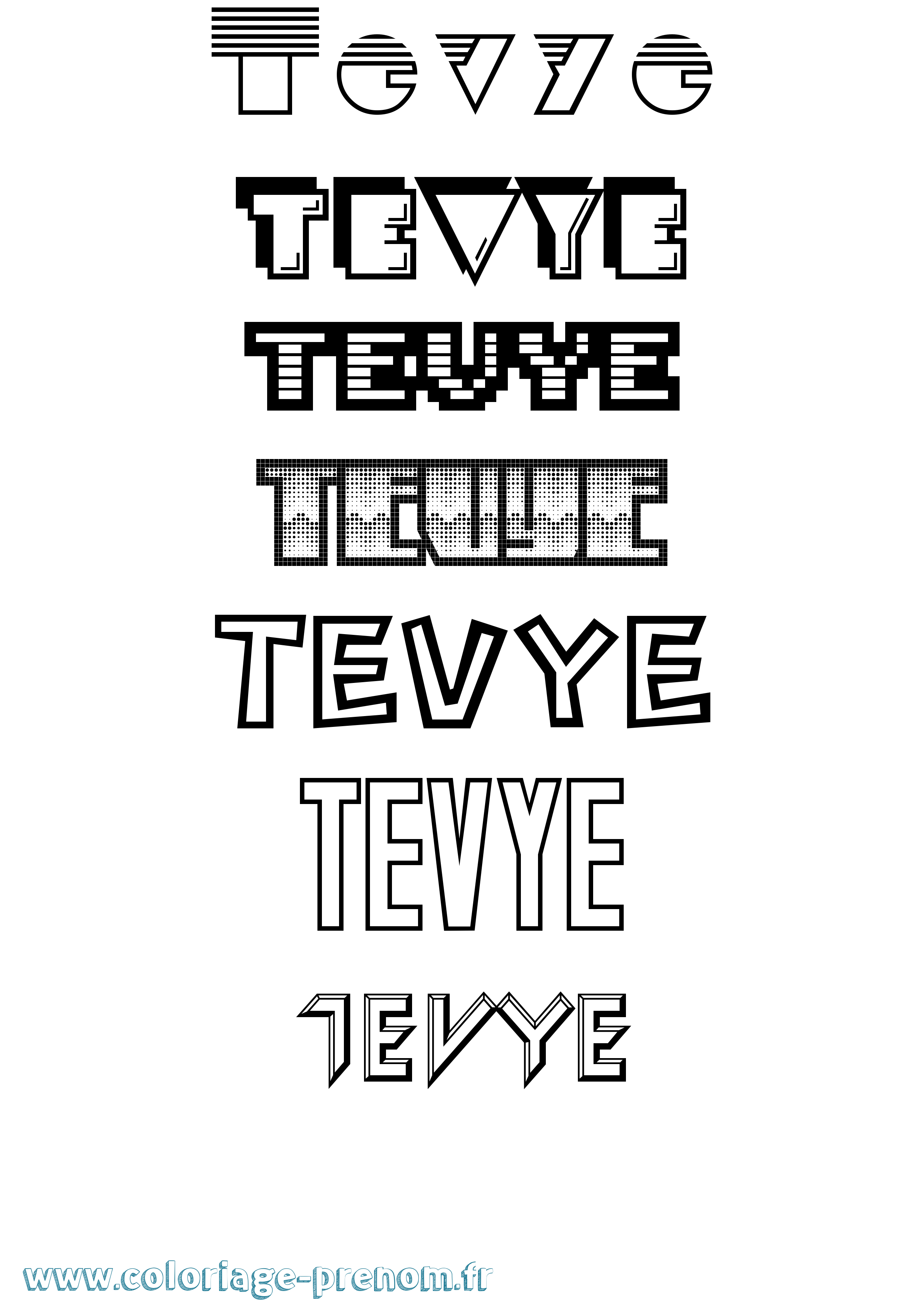 Coloriage prénom Tevye Jeux Vidéos