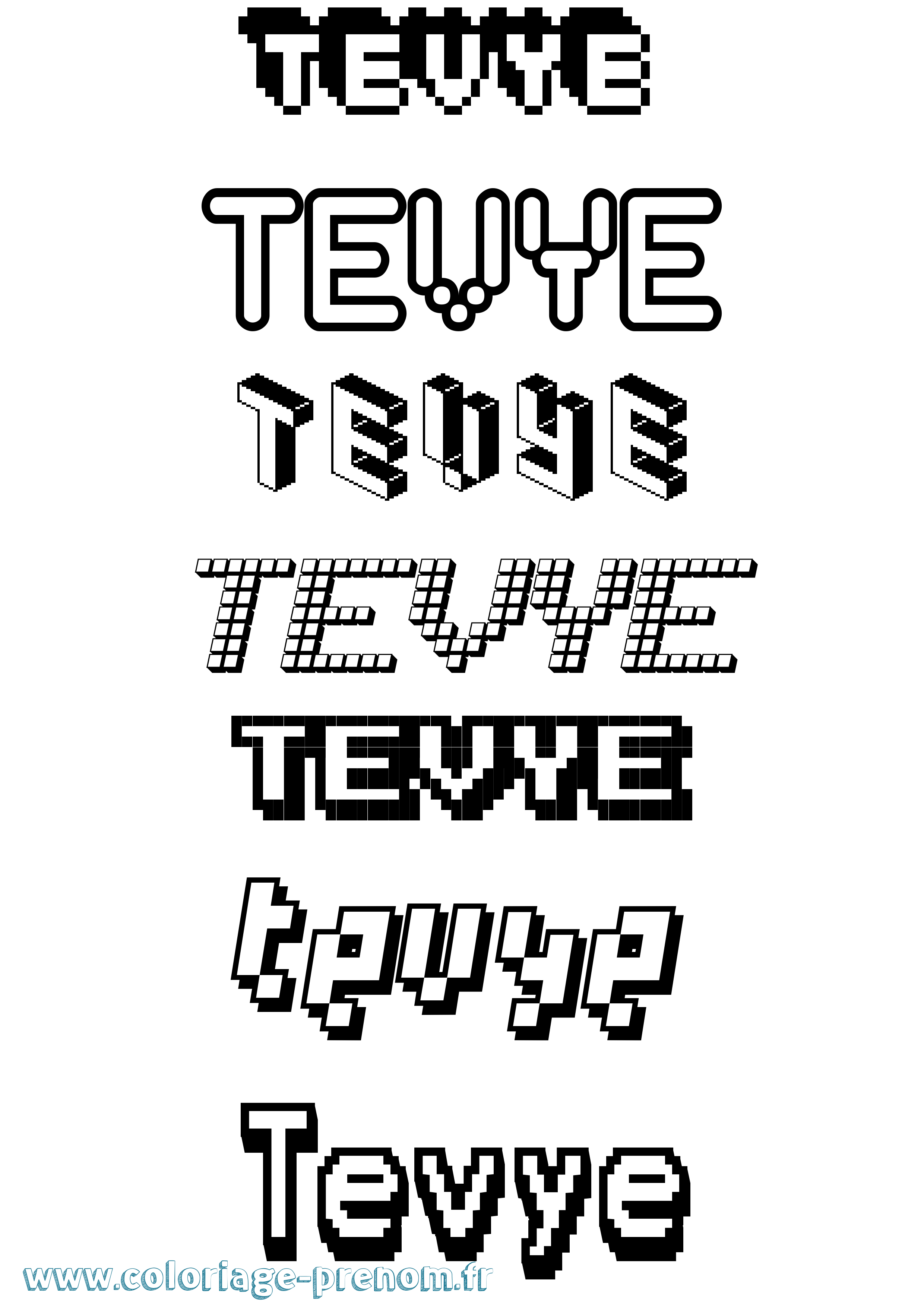 Coloriage prénom Tevye Pixel