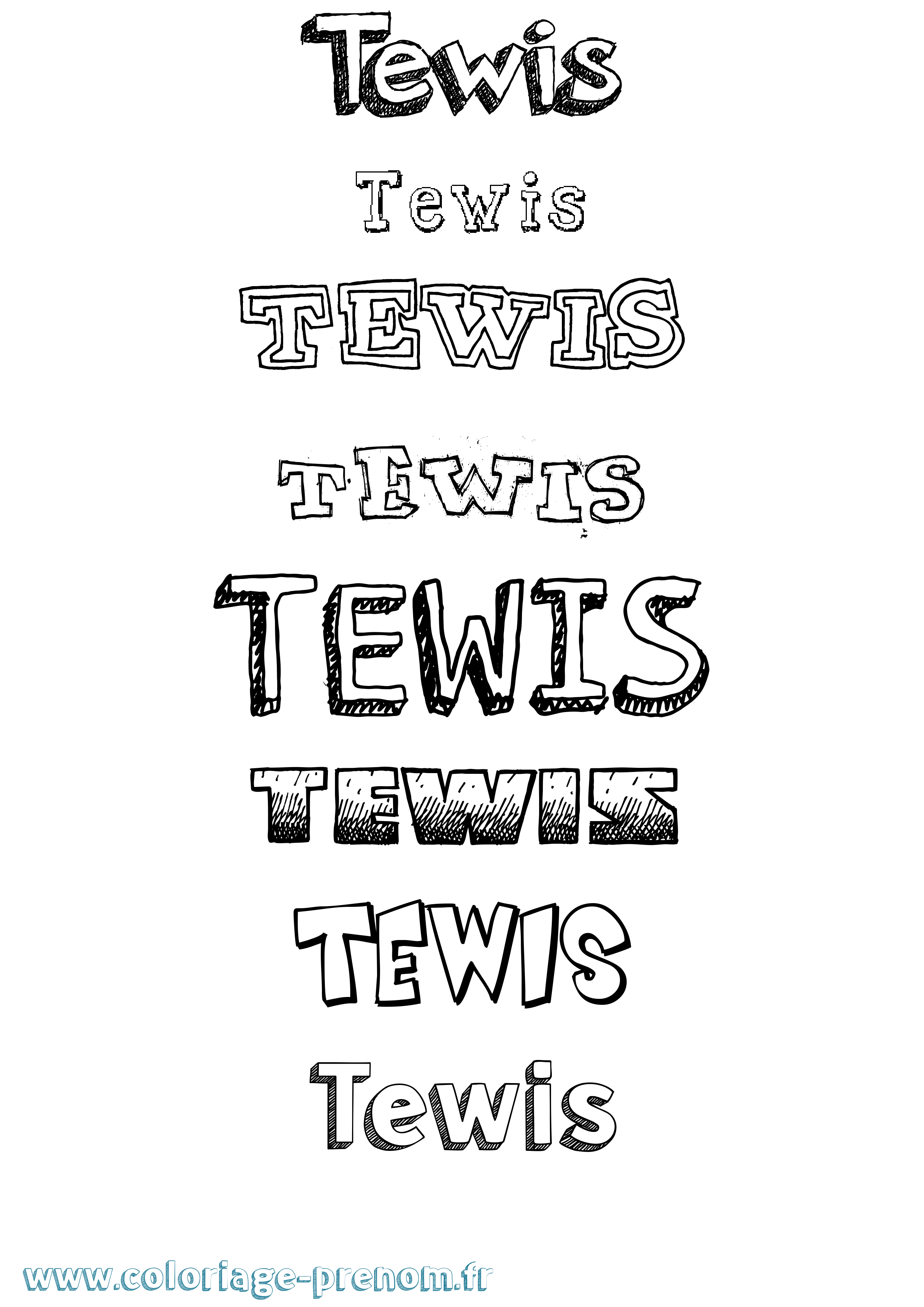 Coloriage prénom Tewis Dessiné