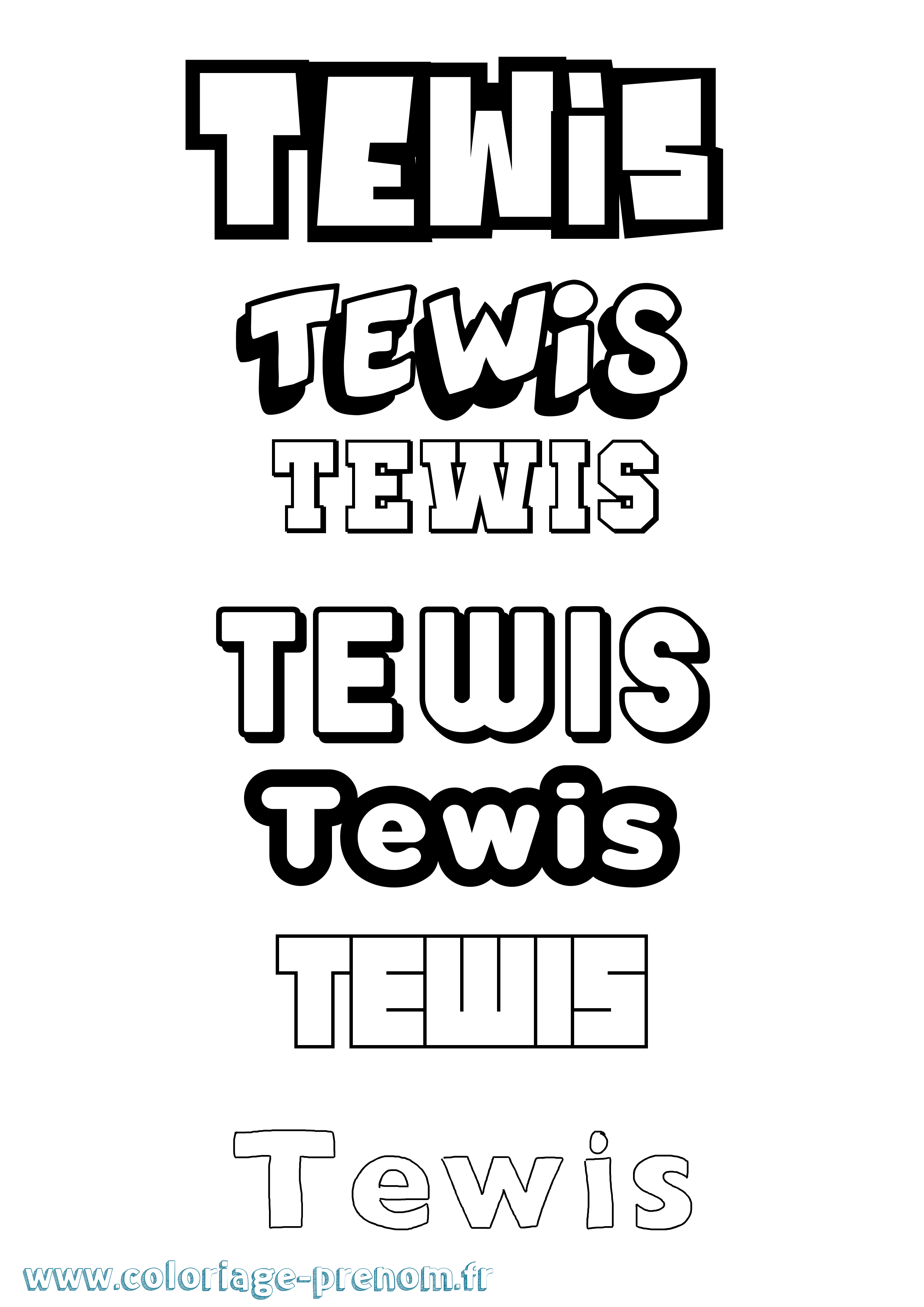 Coloriage prénom Tewis Simple