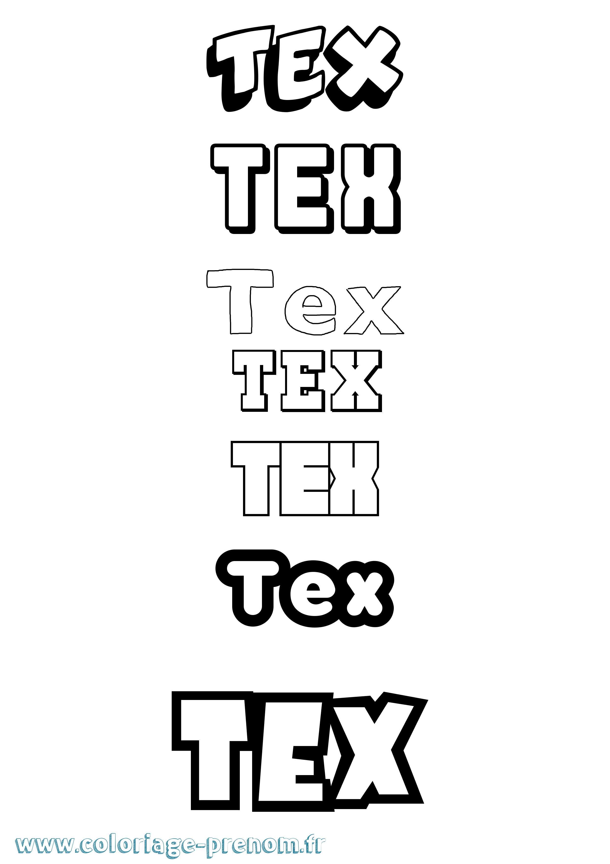 Coloriage prénom Tex Simple