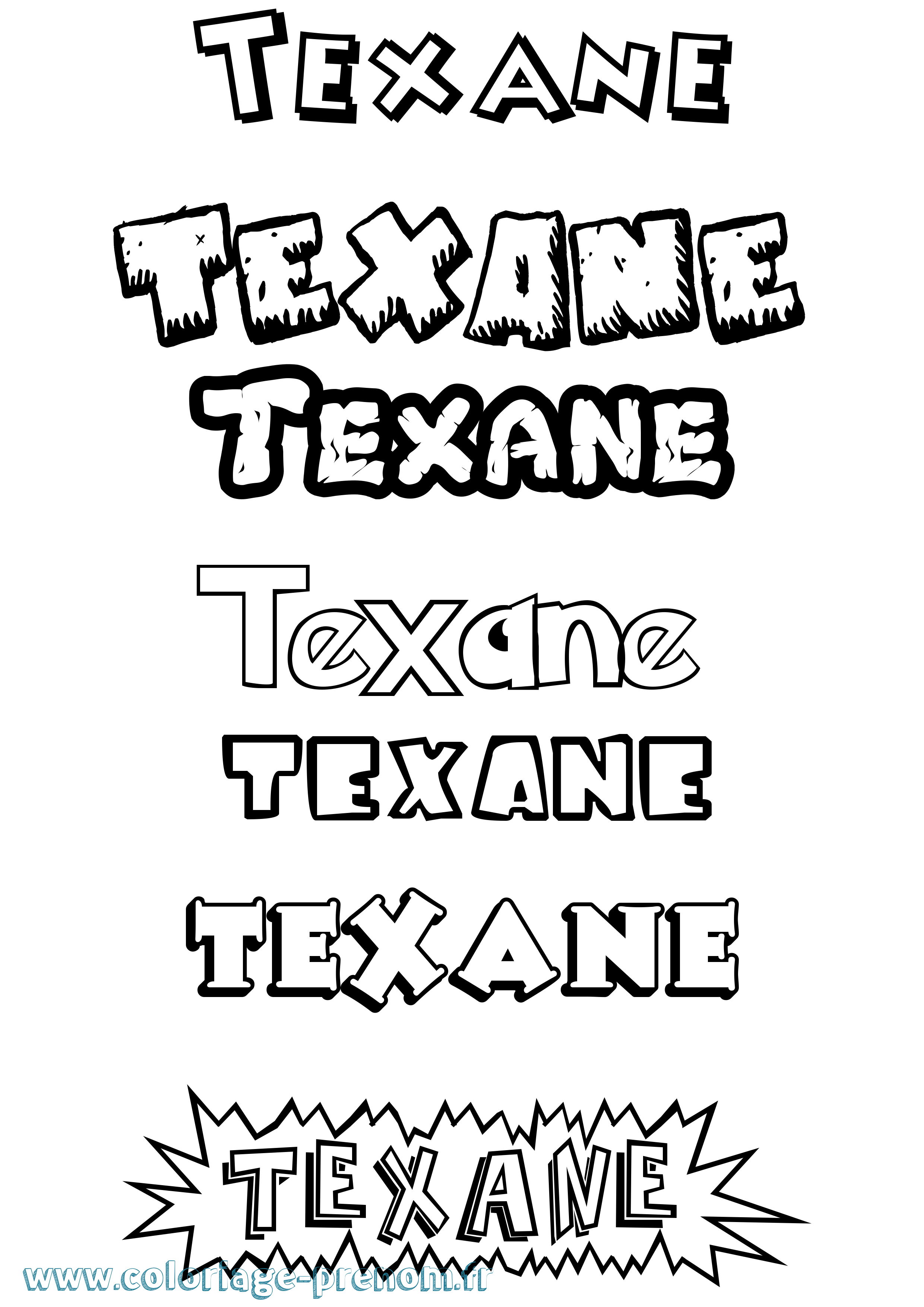 Coloriage prénom Texane Dessin Animé