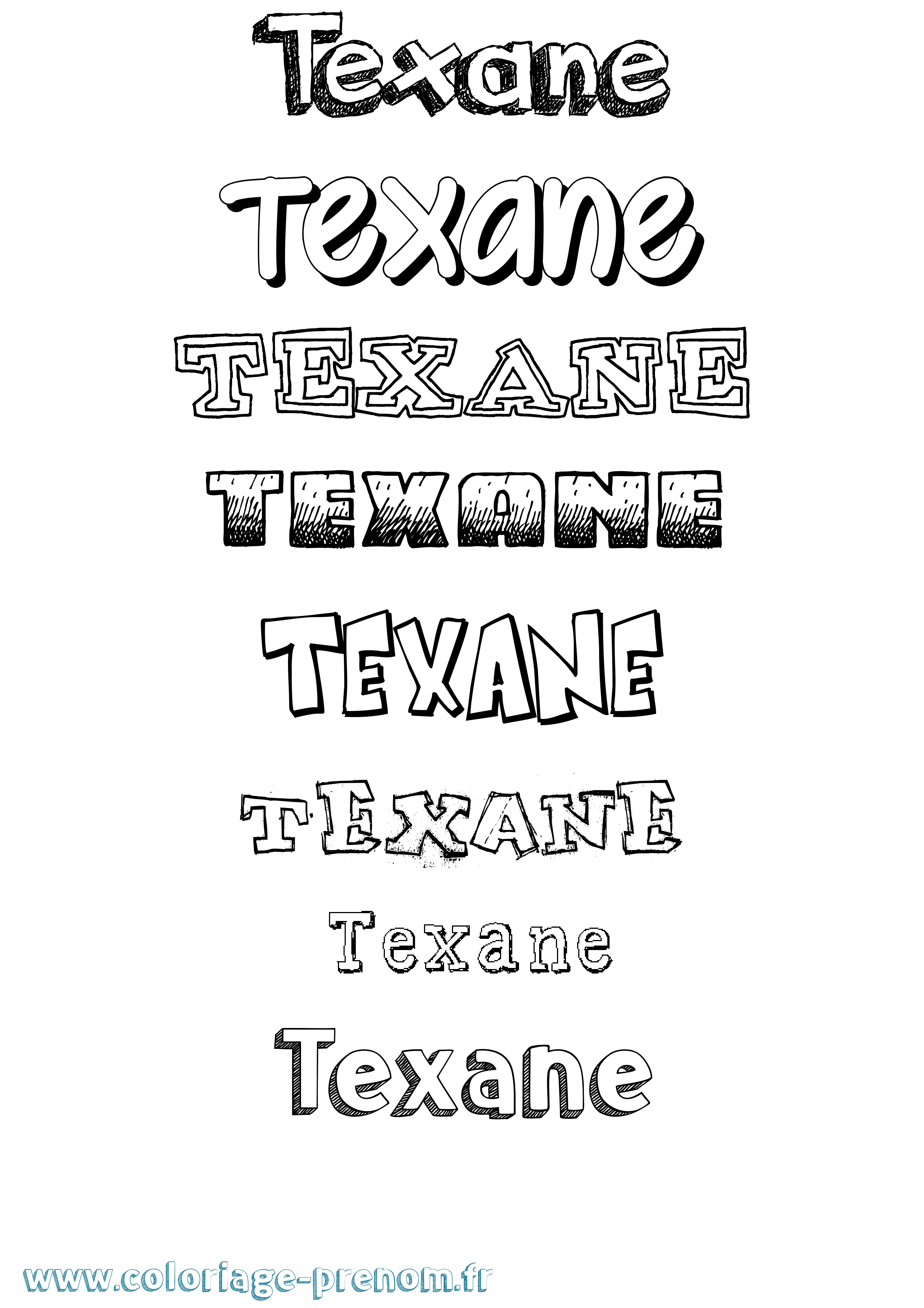 Coloriage prénom Texane Dessiné