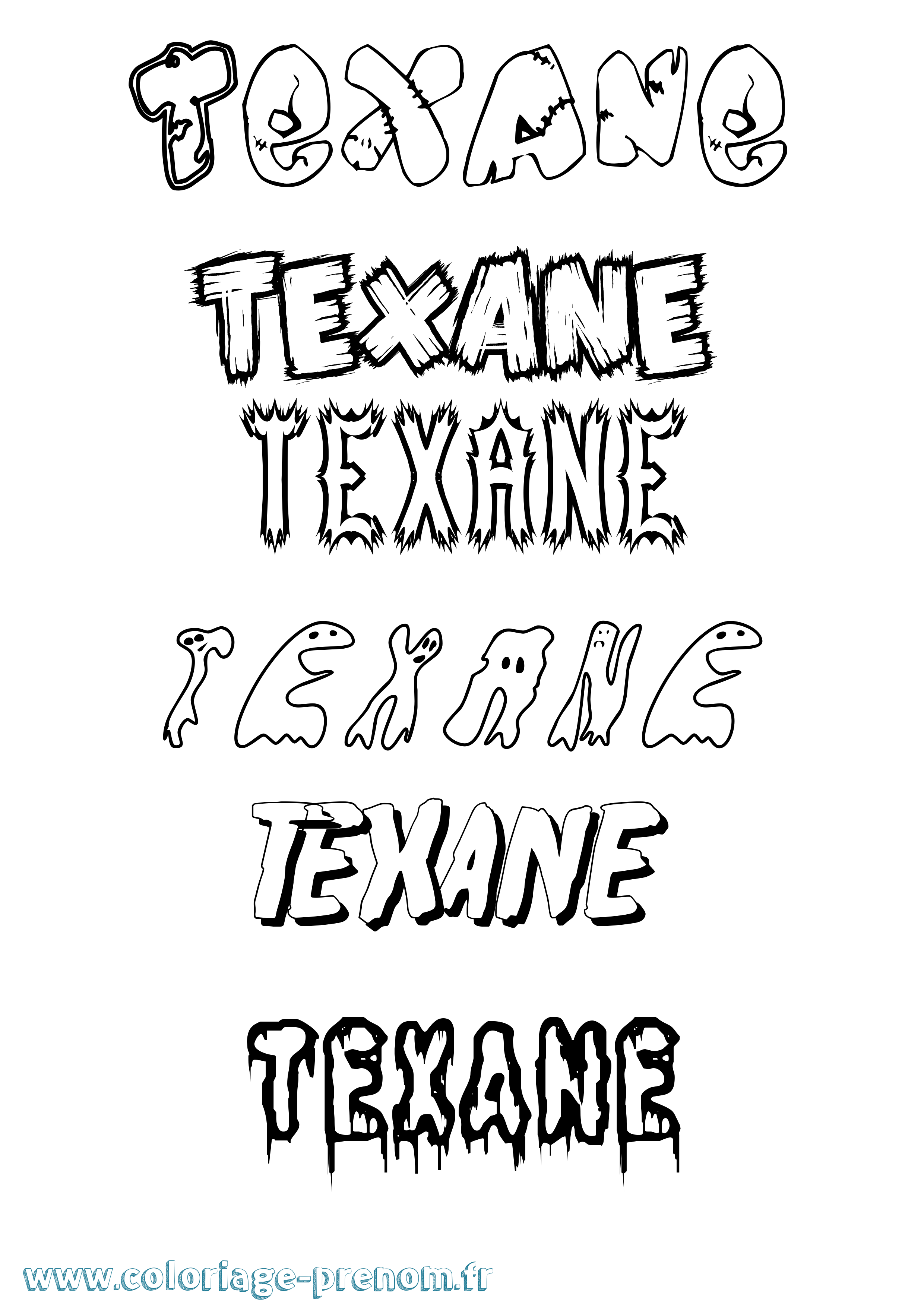 Coloriage prénom Texane Frisson