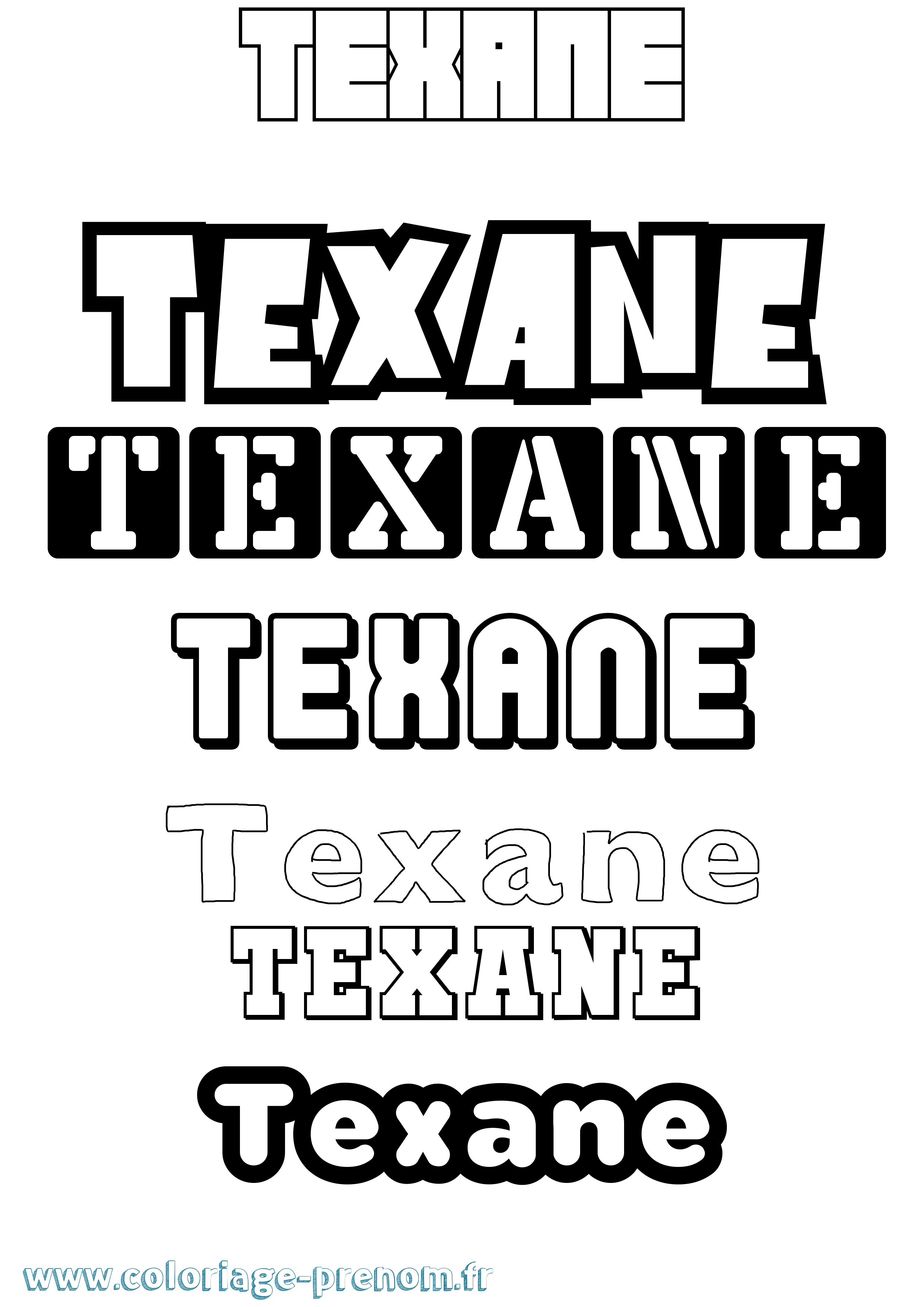 Coloriage prénom Texane Simple