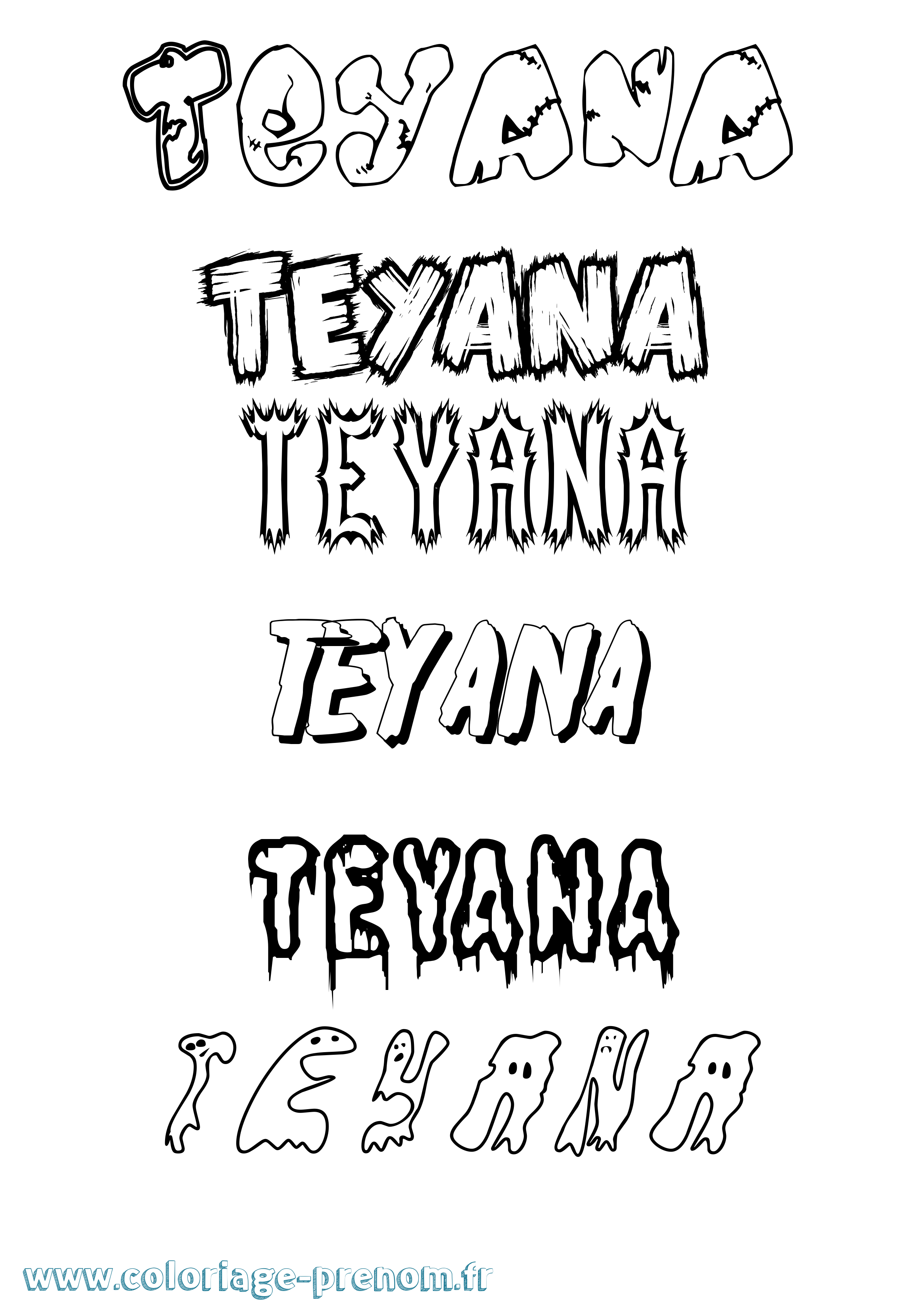 Coloriage prénom Teyana Frisson