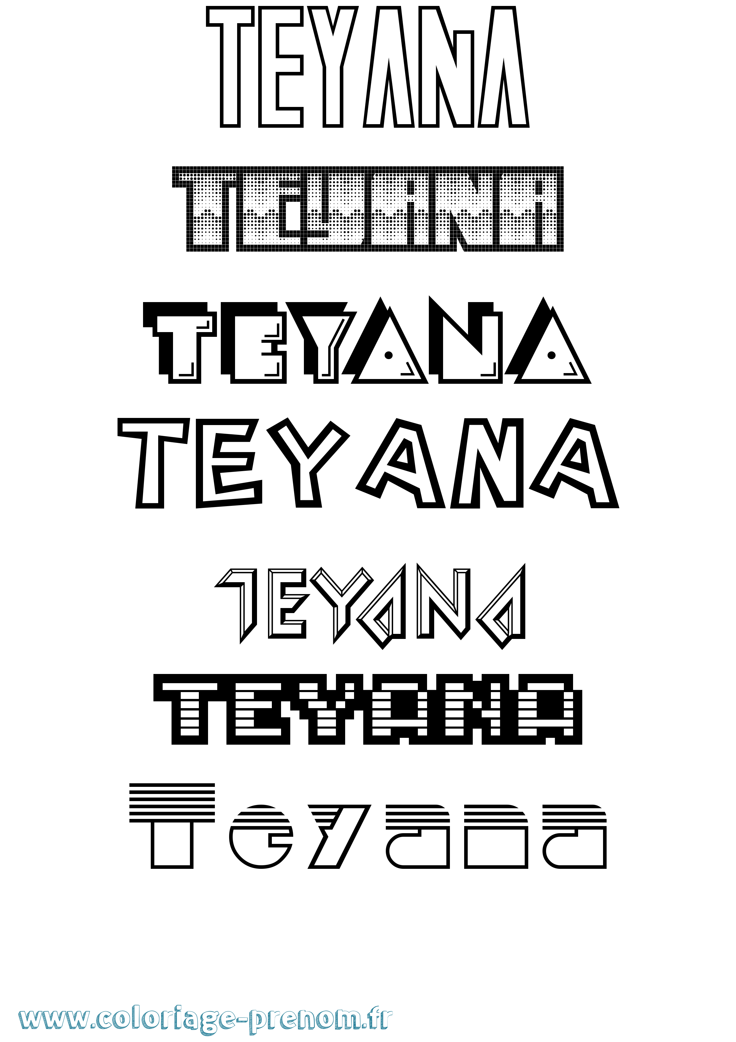 Coloriage prénom Teyana Jeux Vidéos