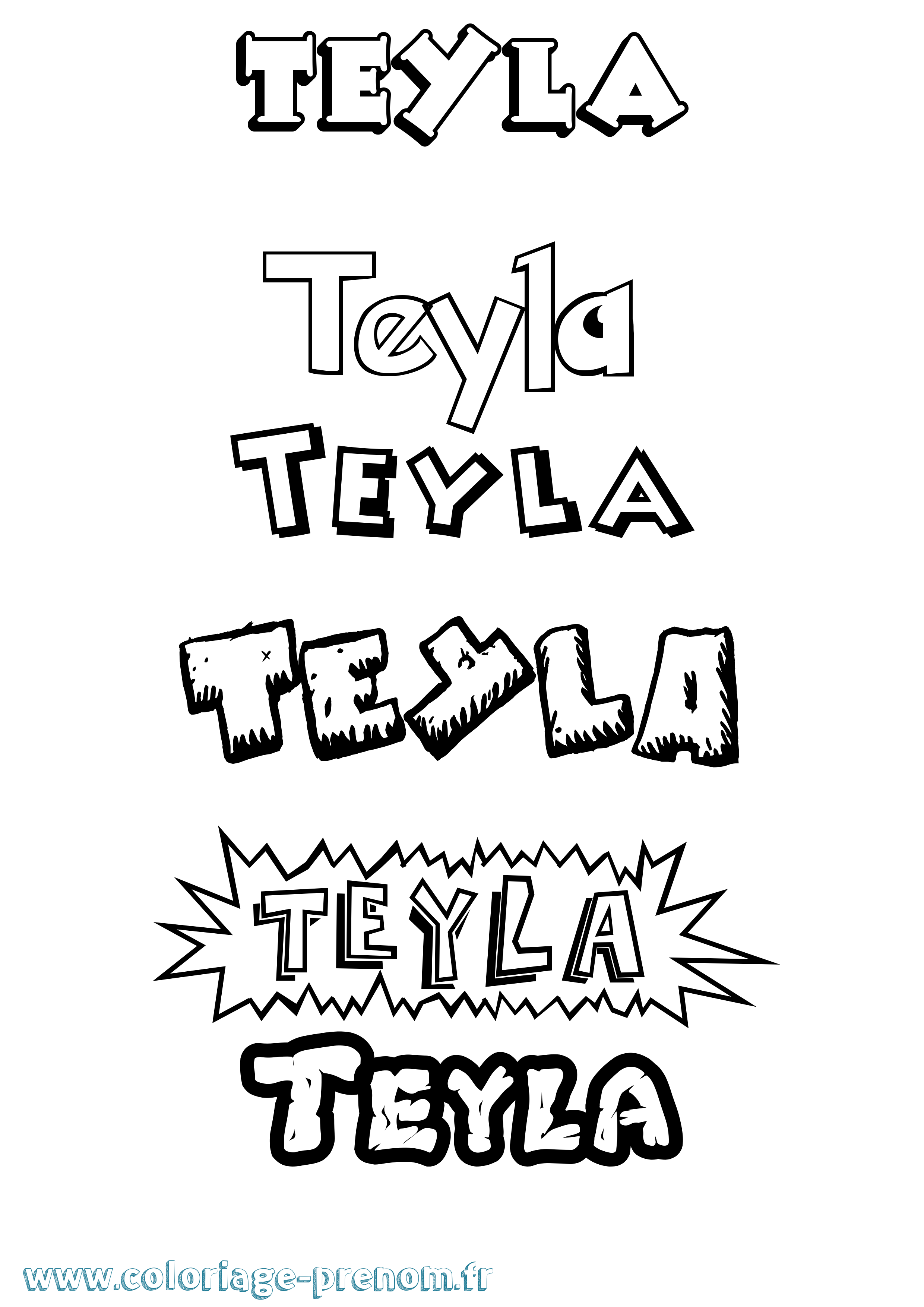 Coloriage prénom Teyla Dessin Animé