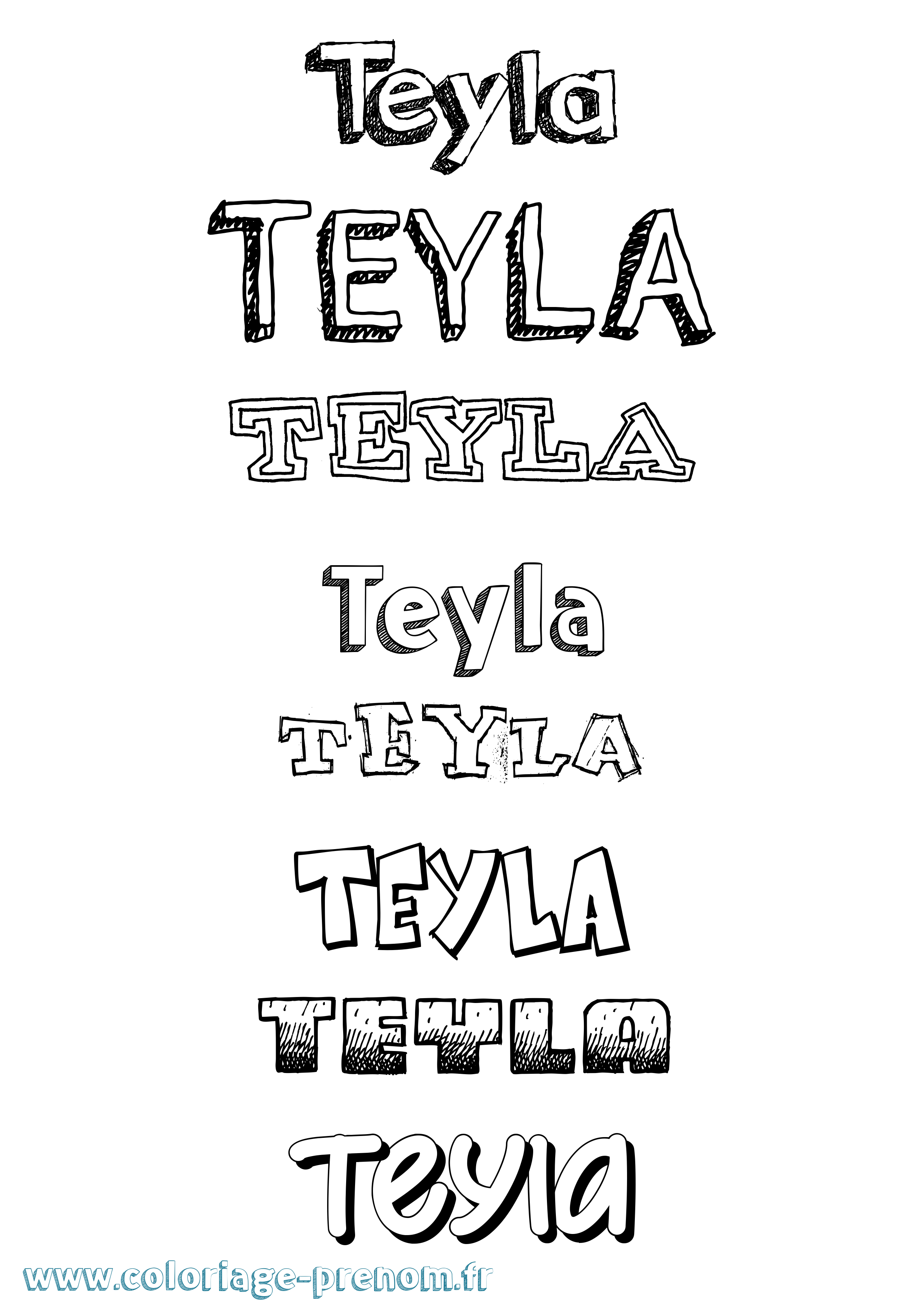 Coloriage prénom Teyla Dessiné