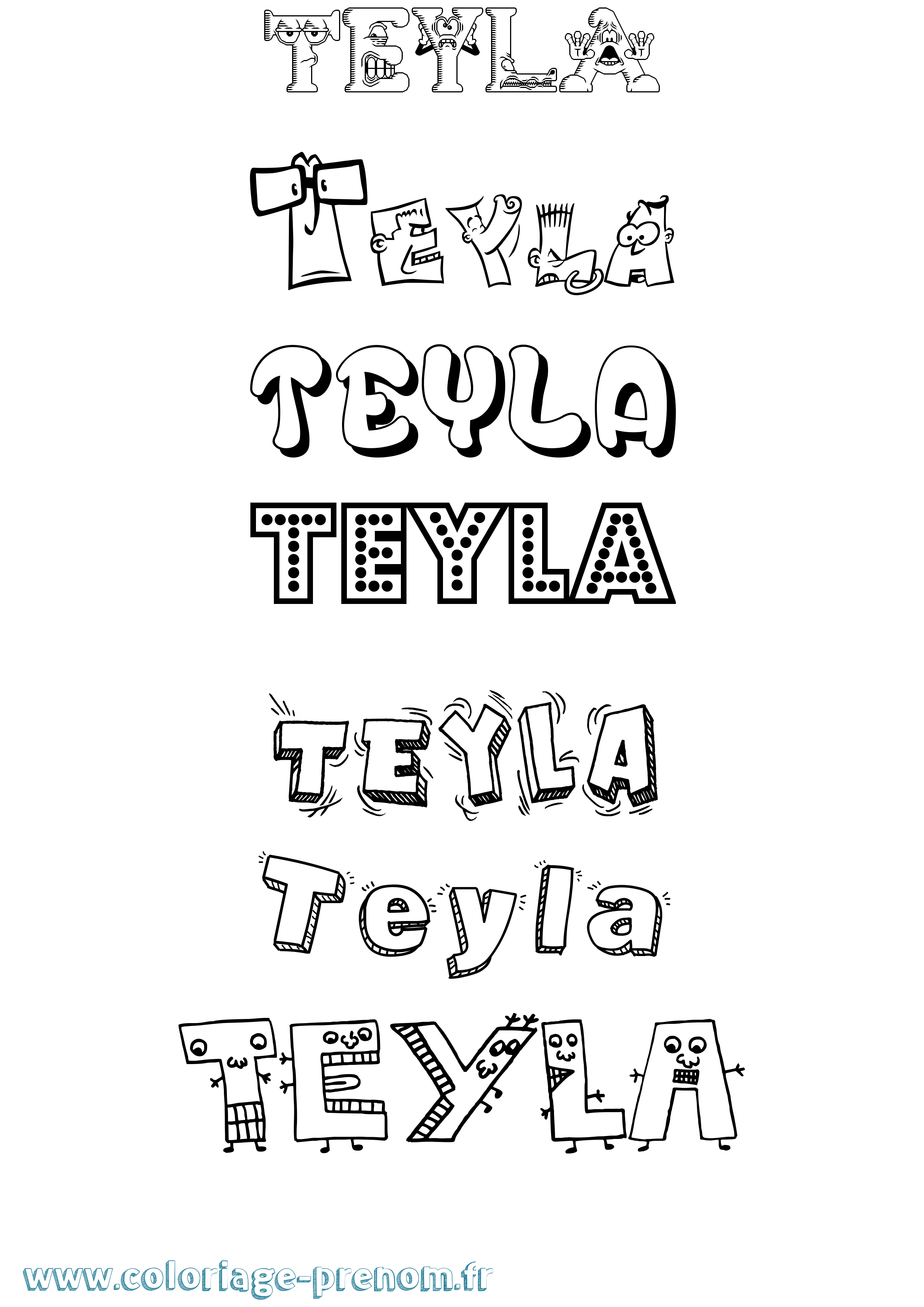 Coloriage prénom Teyla Fun