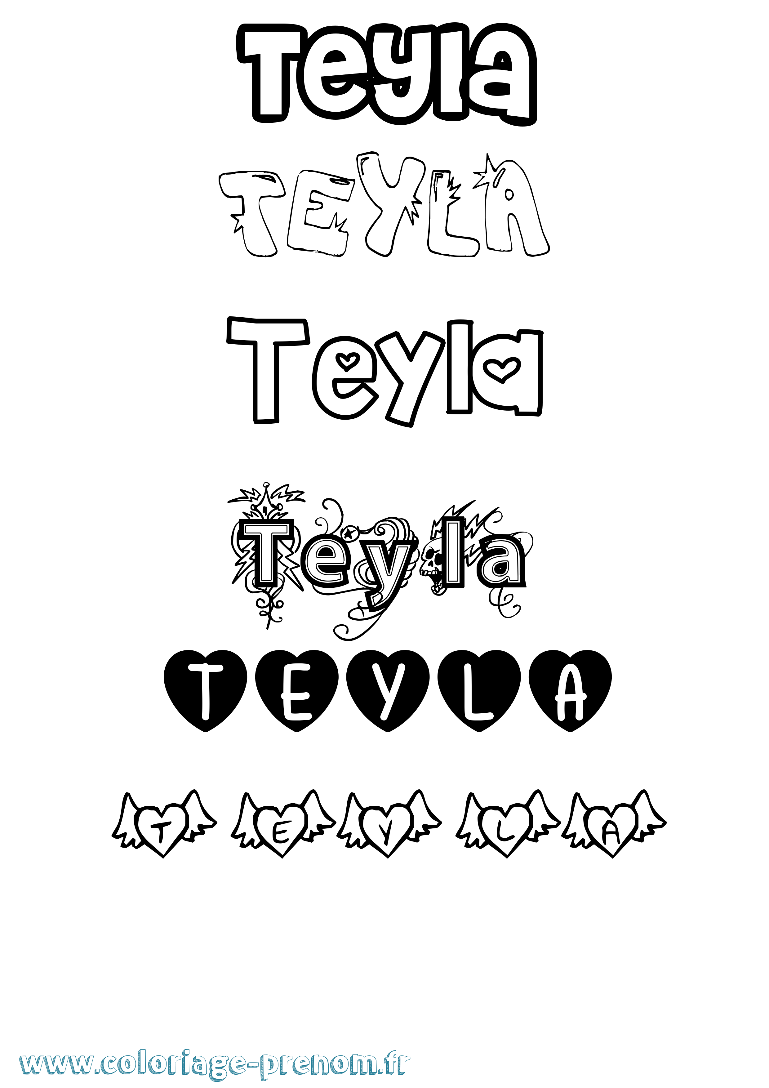 Coloriage prénom Teyla Girly