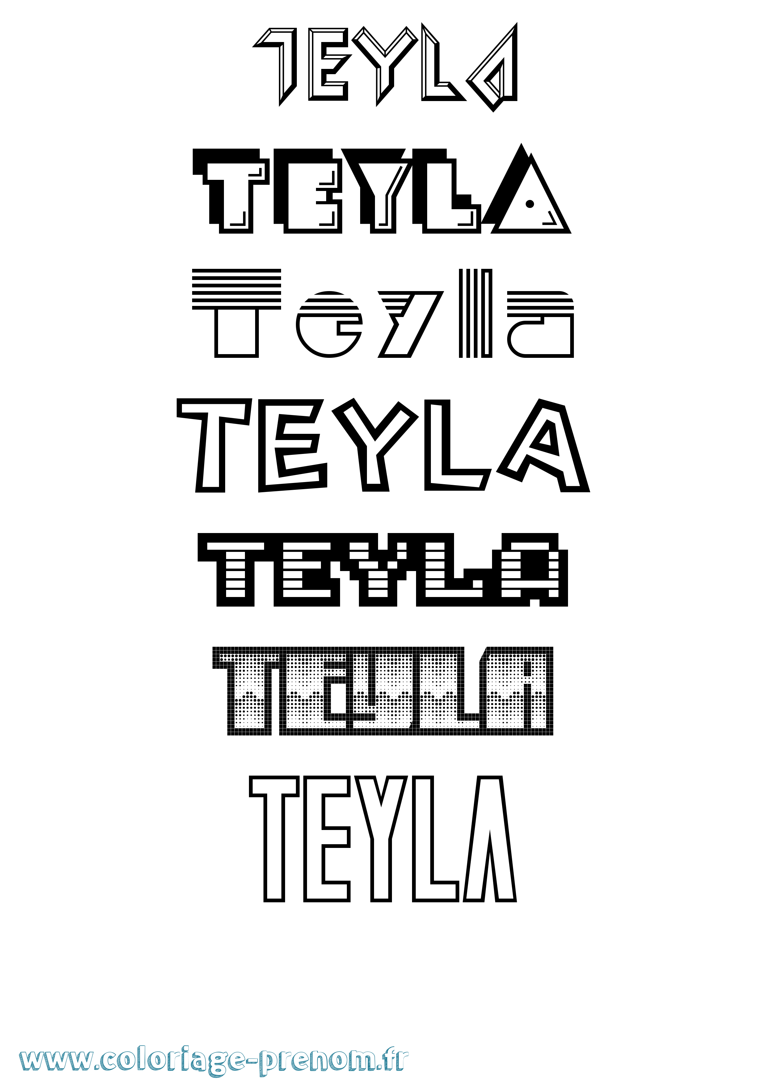 Coloriage prénom Teyla Jeux Vidéos