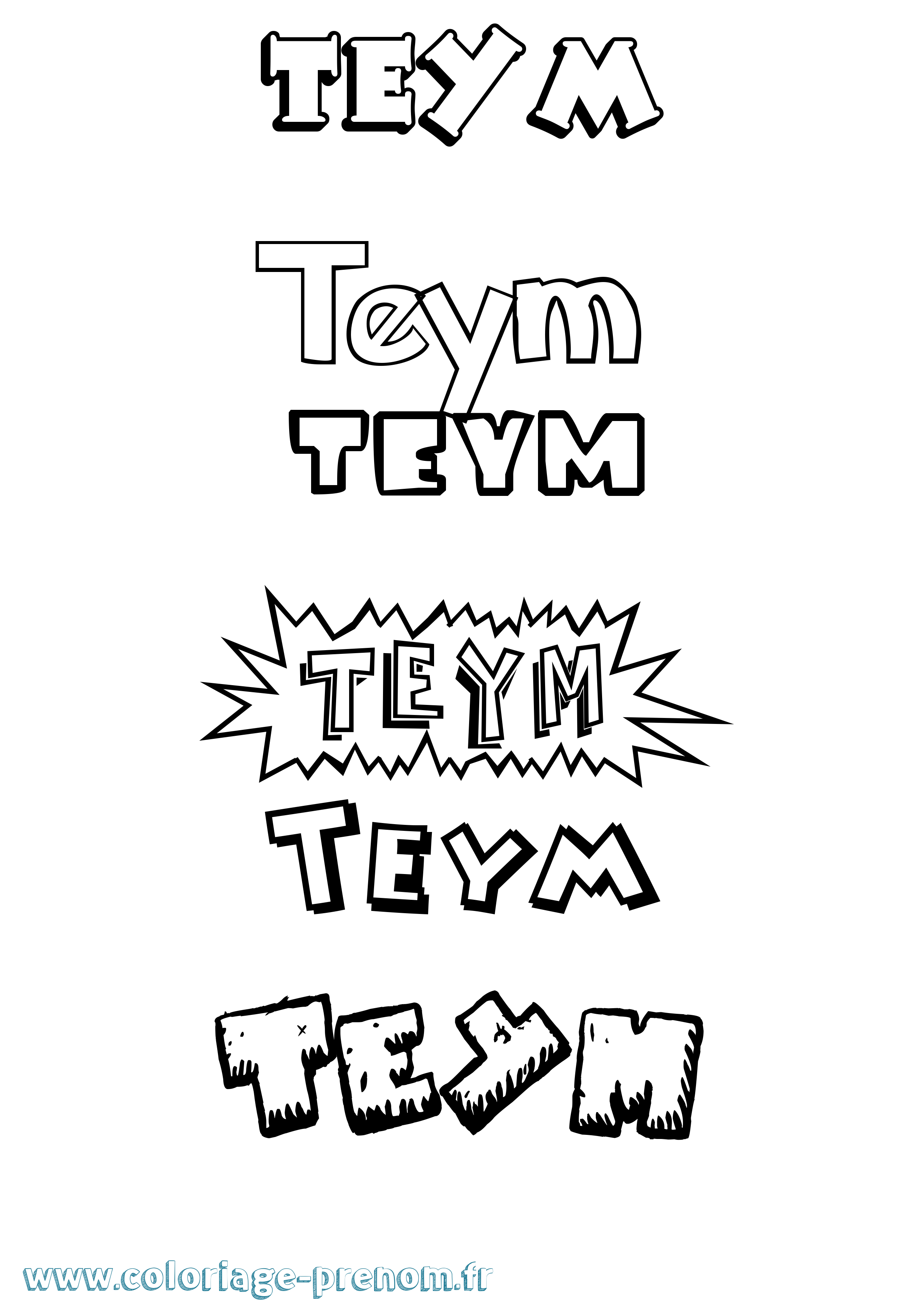 Coloriage prénom Teym Dessin Animé