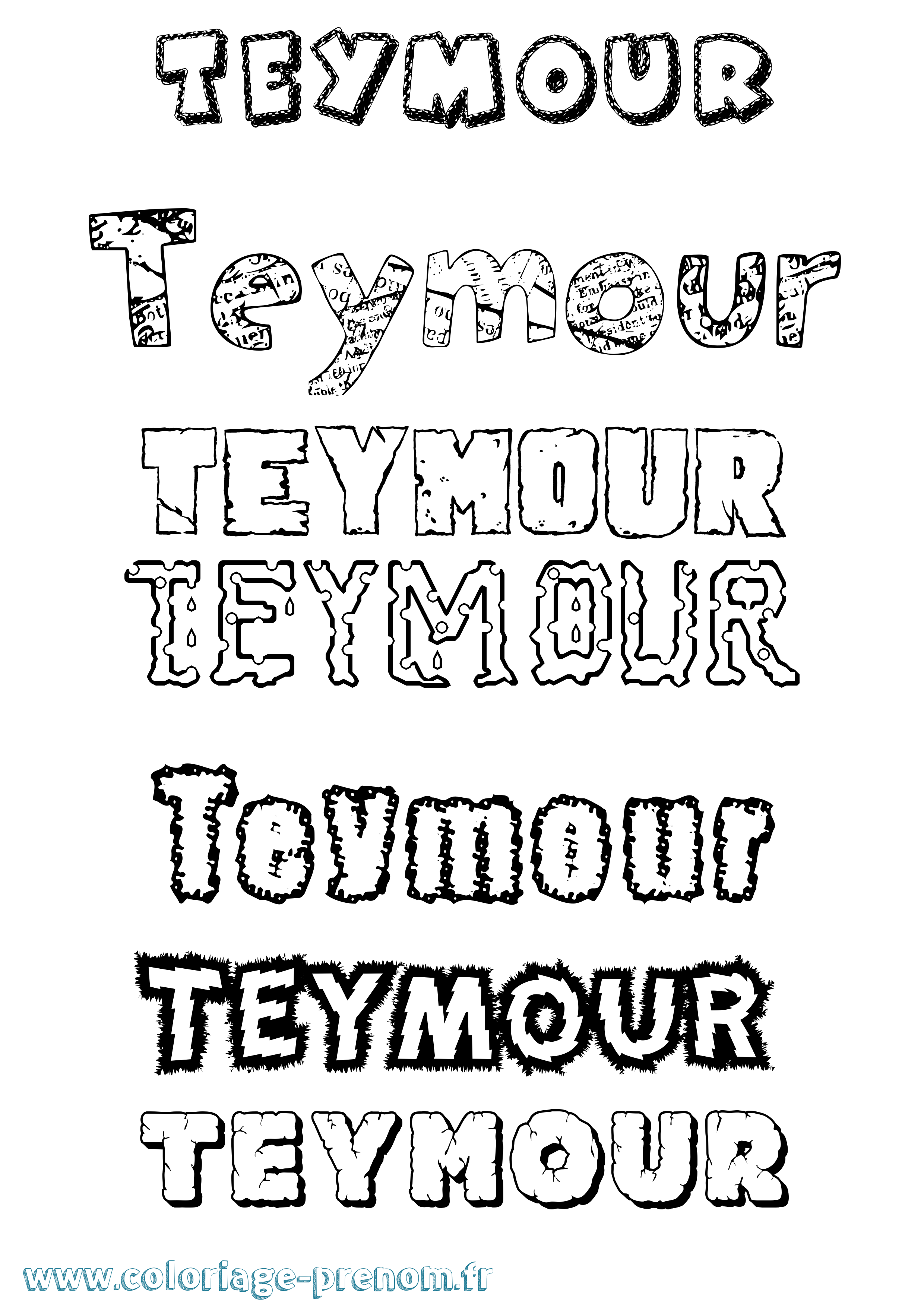 Coloriage prénom Teymour Destructuré