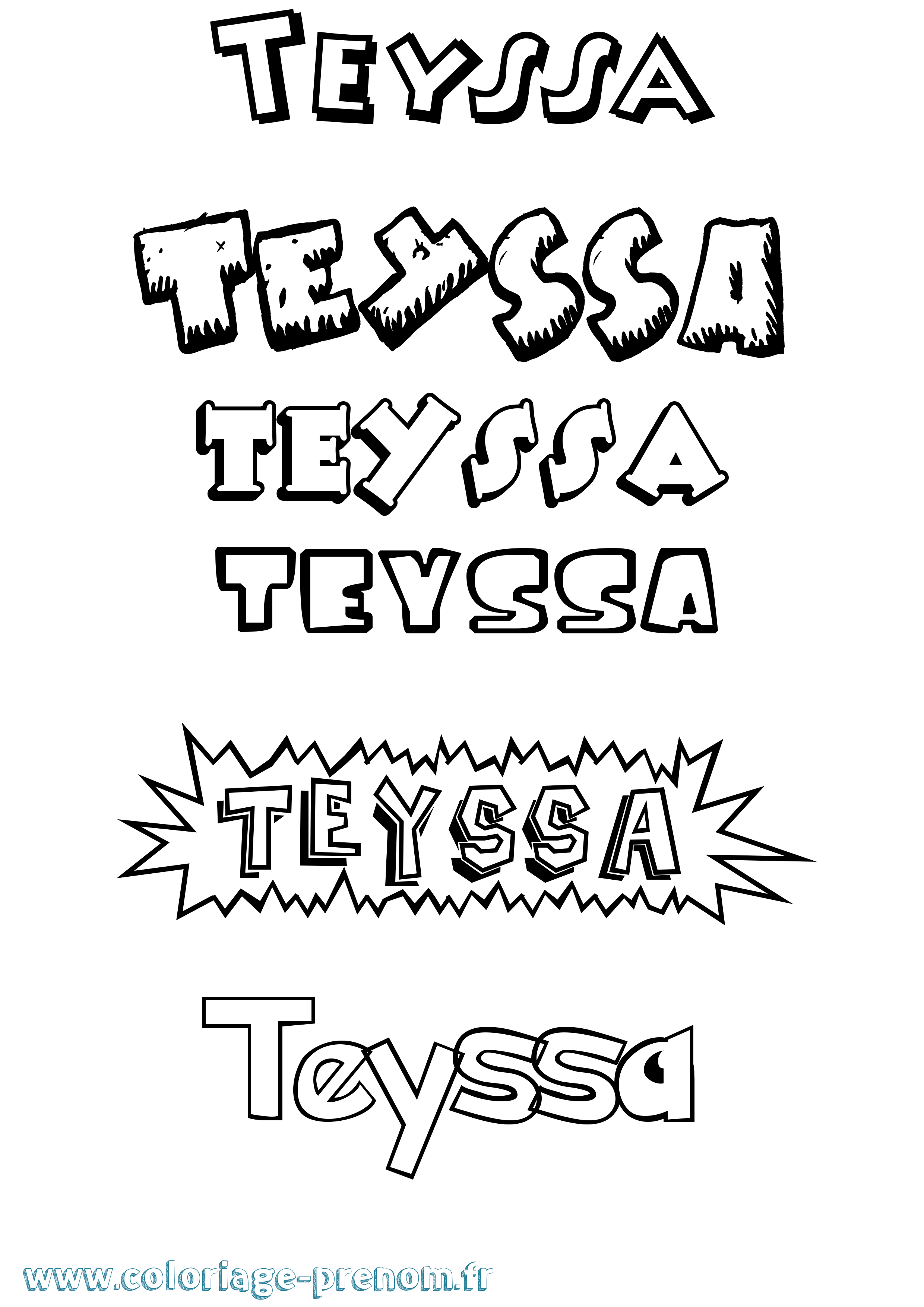Coloriage prénom Teyssa Dessin Animé