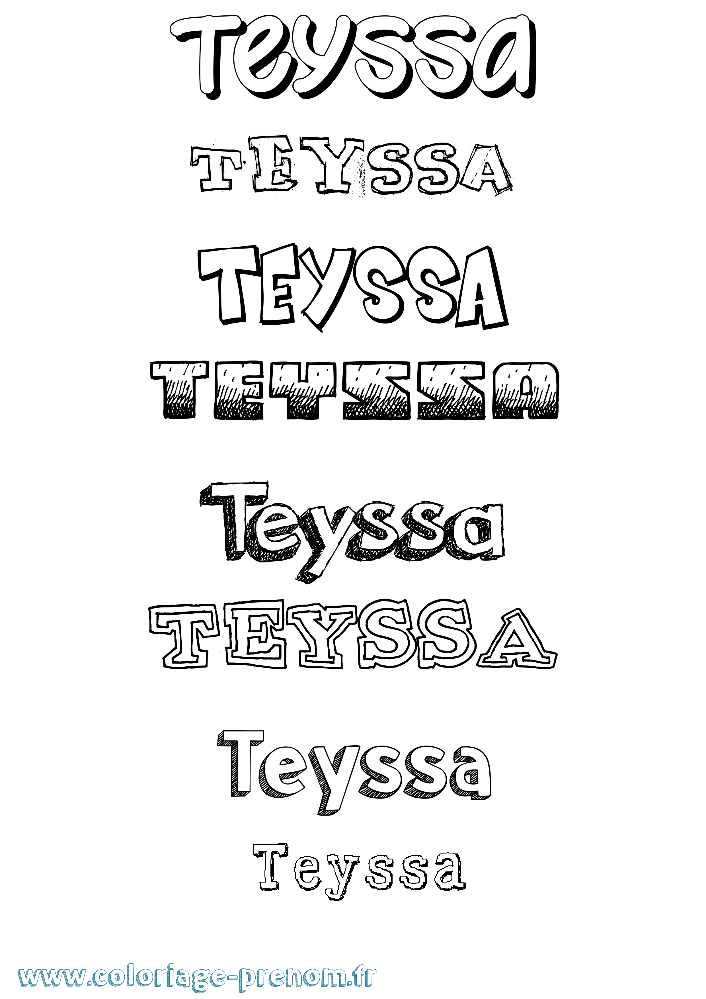 Coloriage prénom Teyssa Dessiné