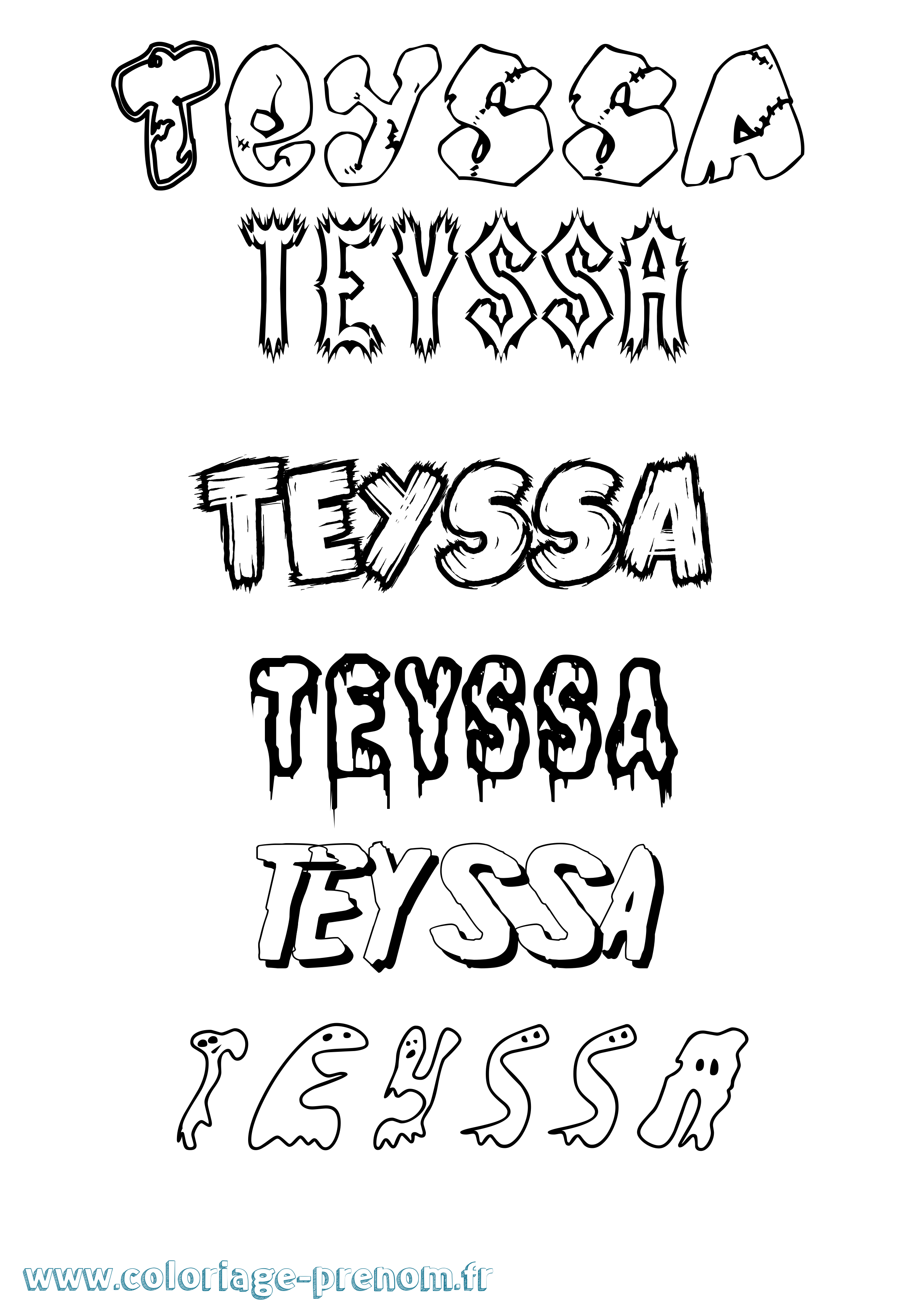 Coloriage prénom Teyssa Frisson