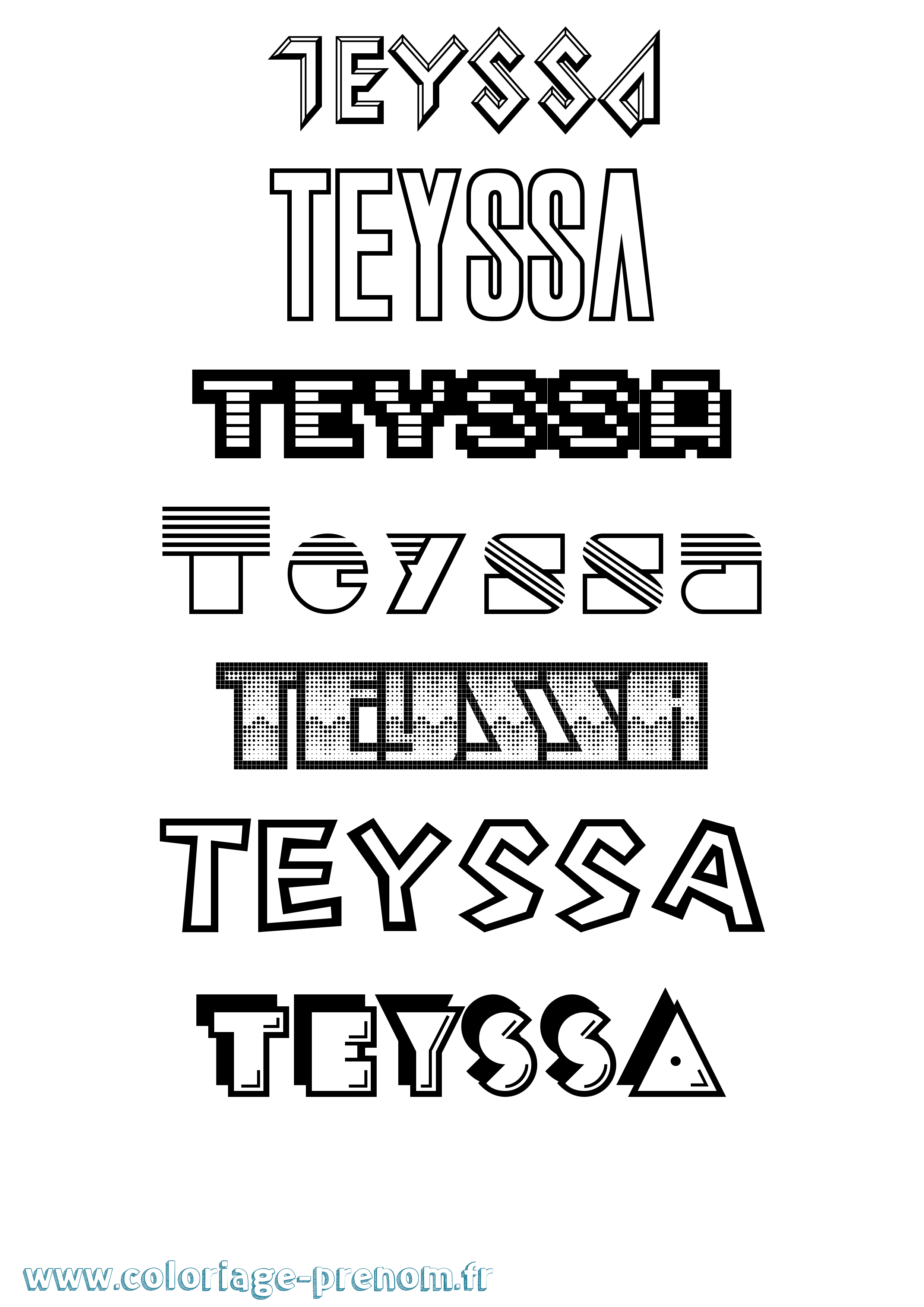 Coloriage prénom Teyssa Jeux Vidéos