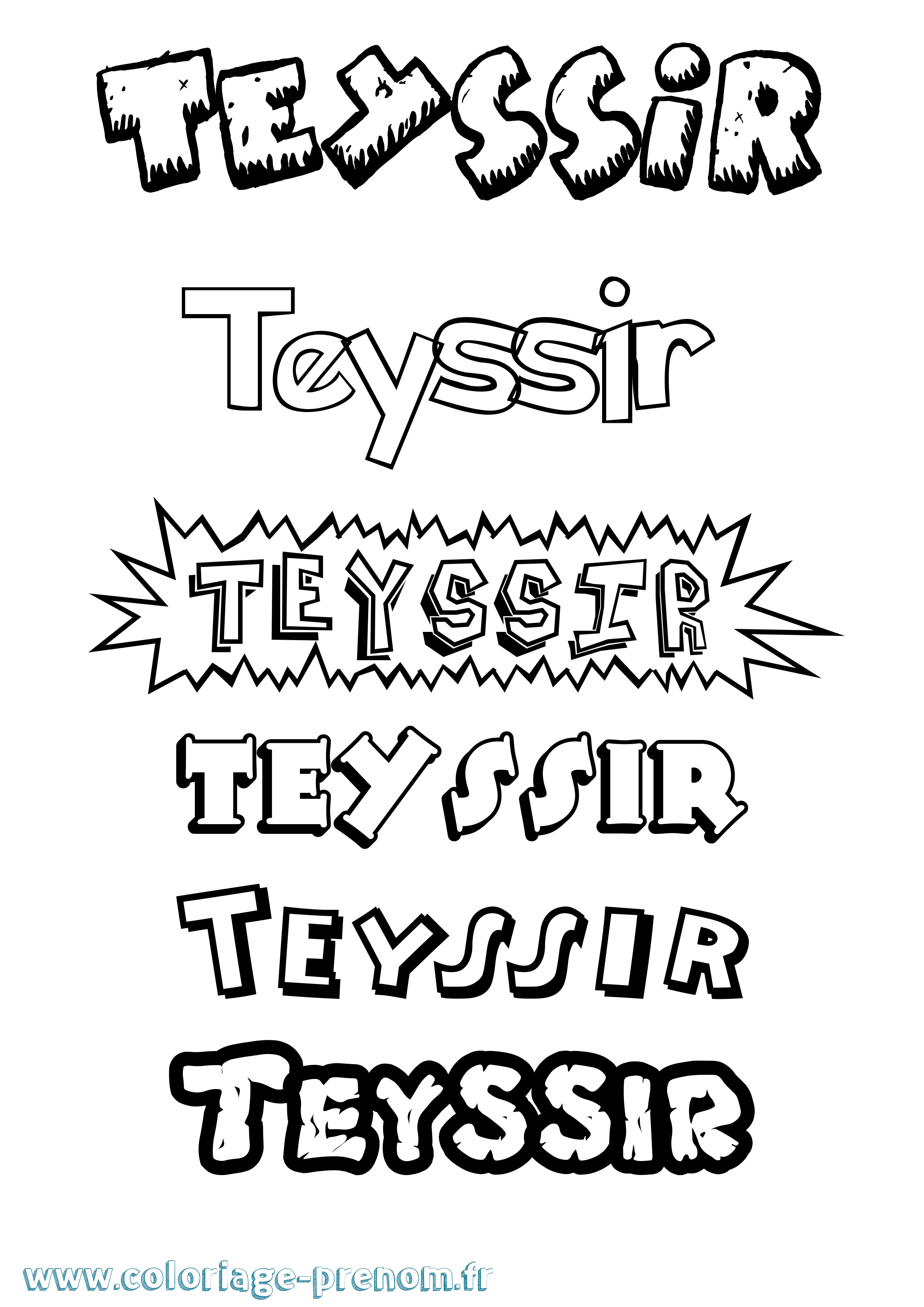 Coloriage prénom Teyssir Dessin Animé