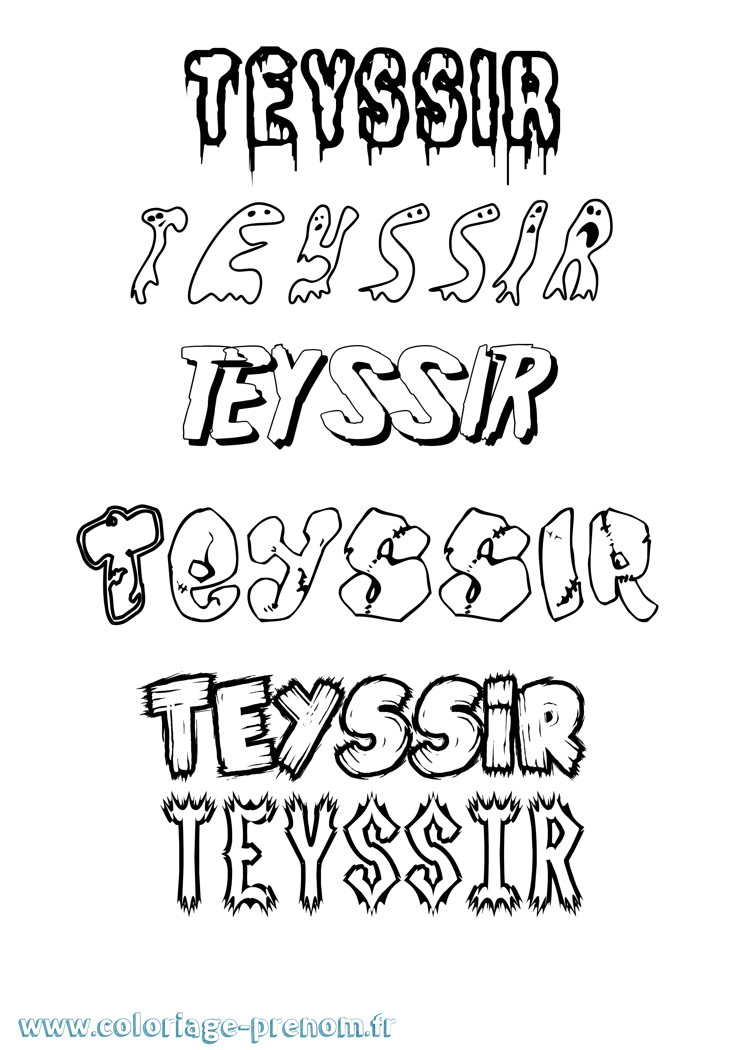 Coloriage prénom Teyssir Frisson