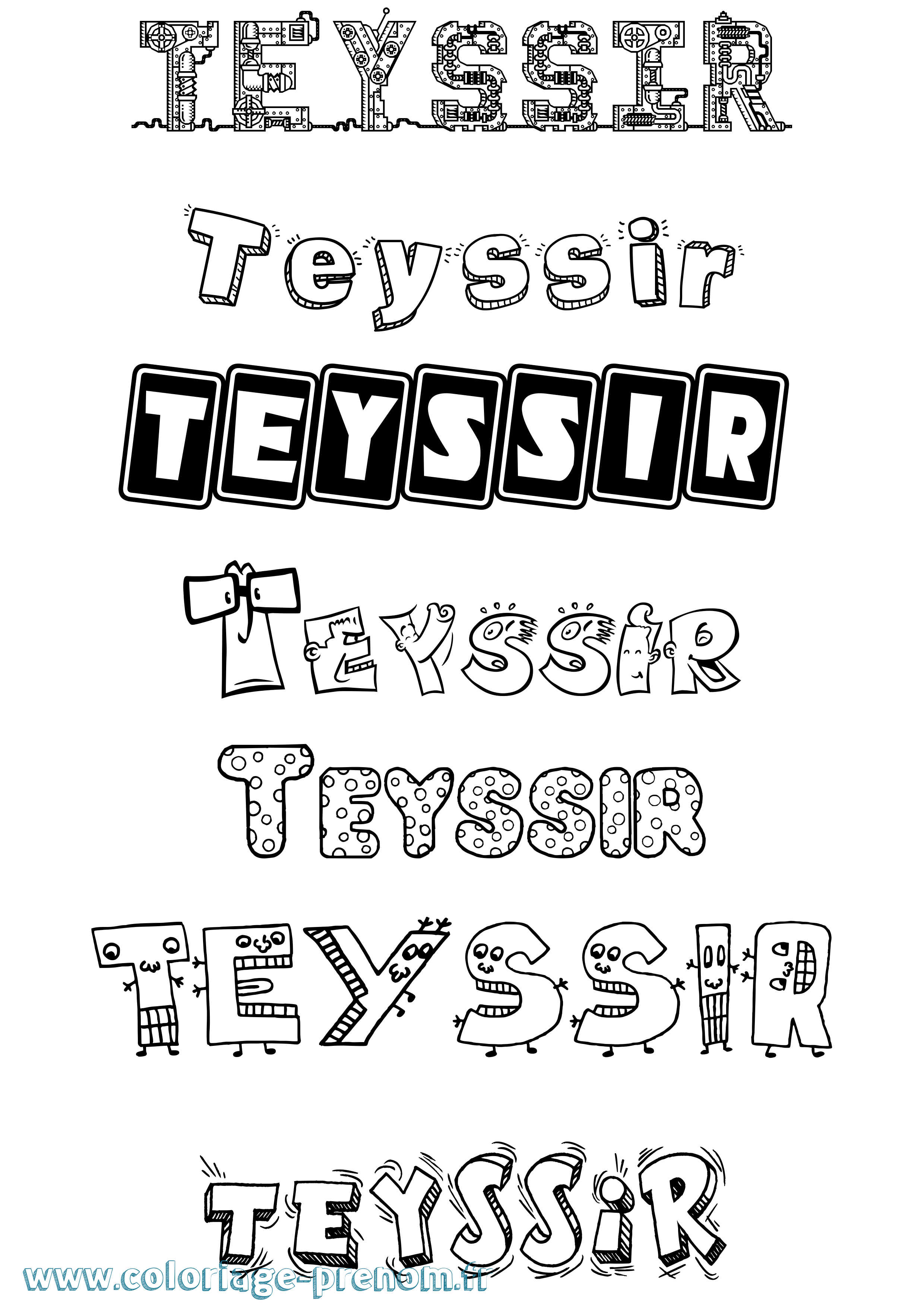 Coloriage prénom Teyssir Fun
