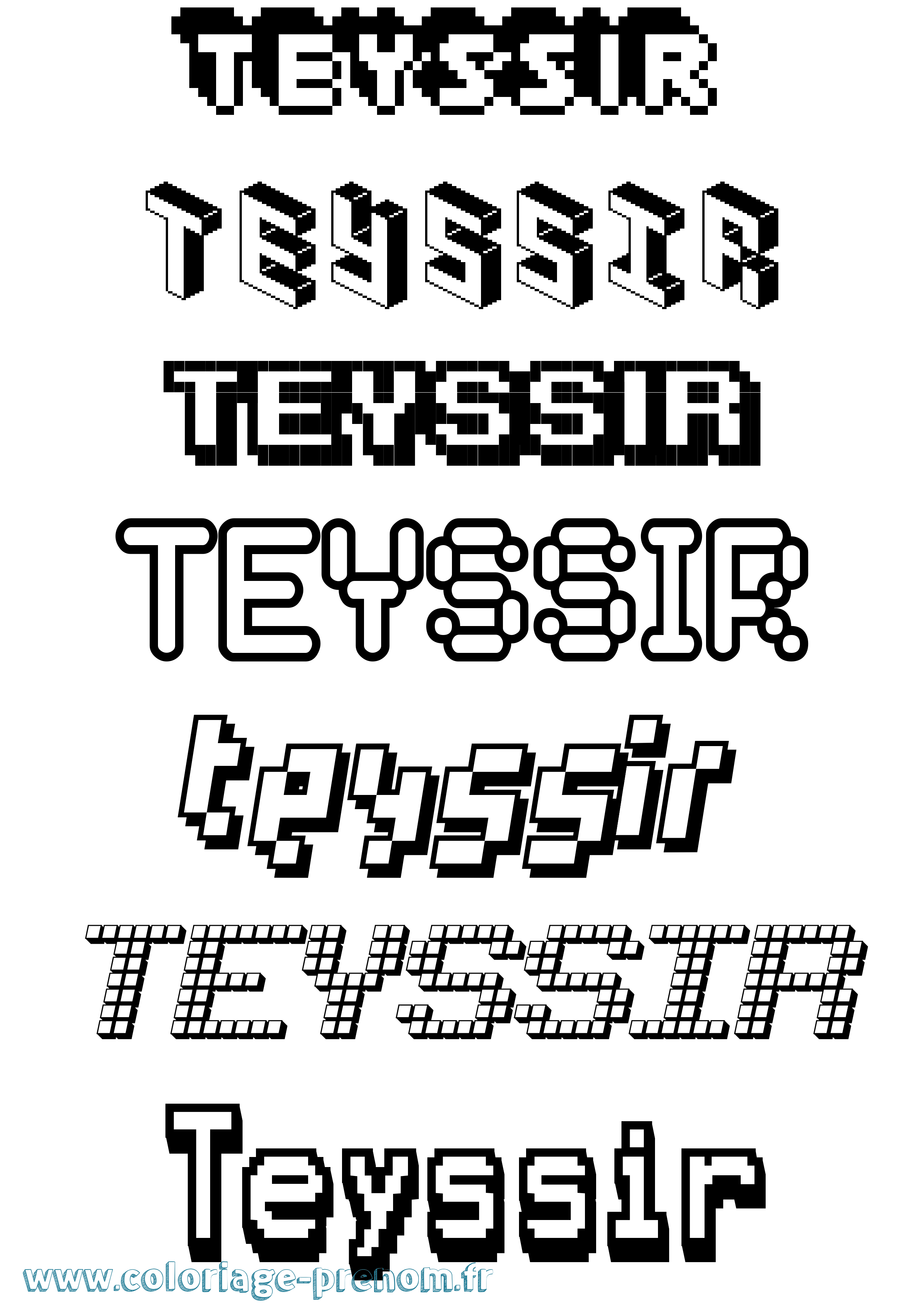 Coloriage prénom Teyssir Pixel