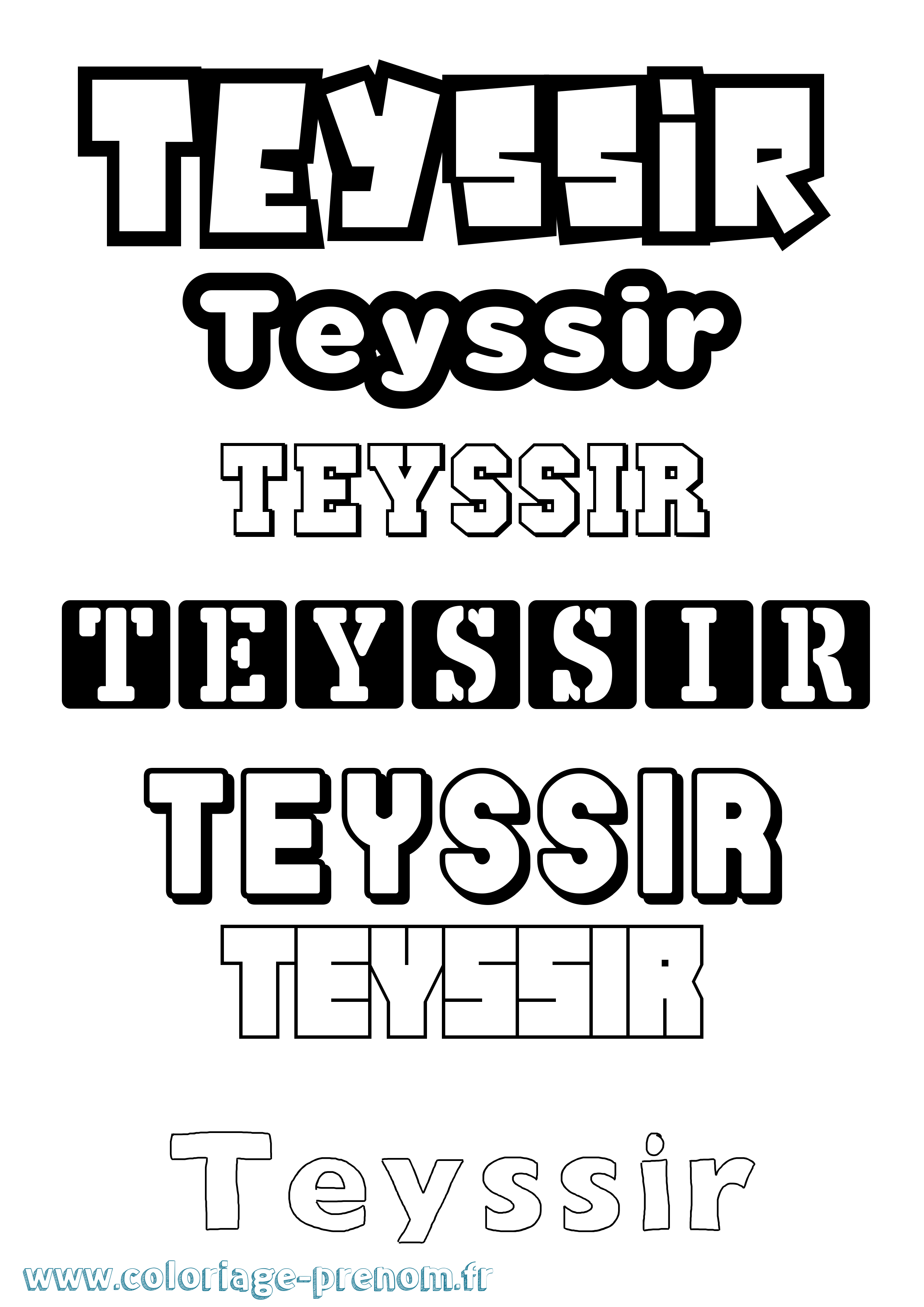 Coloriage prénom Teyssir Simple